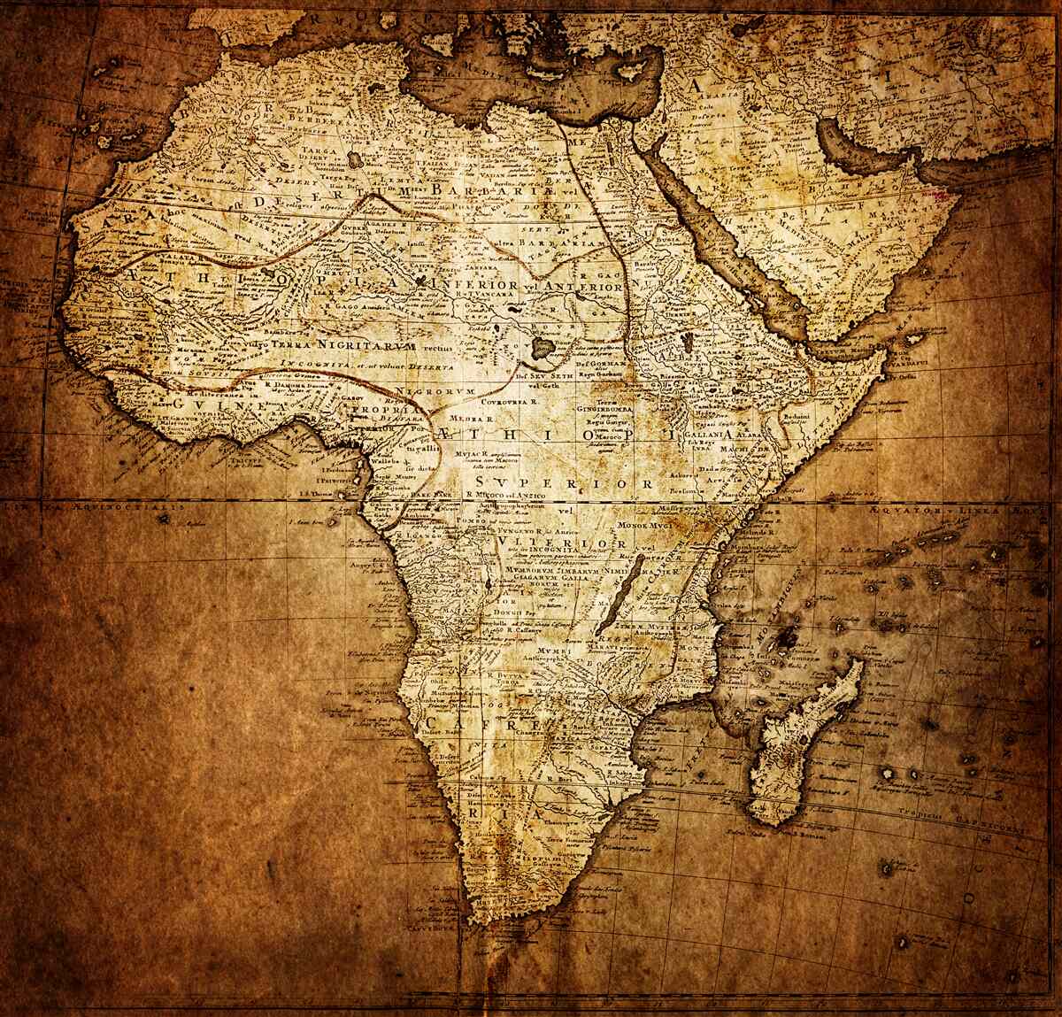 Fototapeten Große afrikanische Größe auf der Karte
