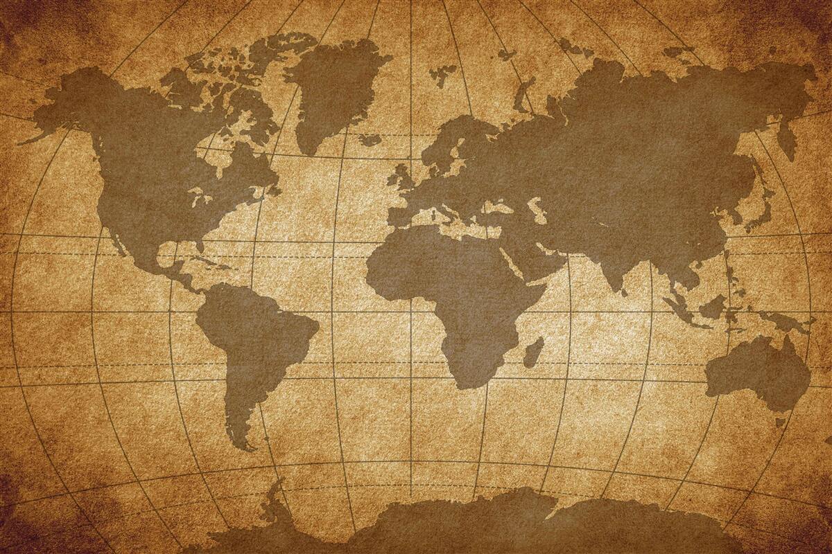 Fototapeten Die Kugel der Erde breitete sich wie eine Karte der Welt aus