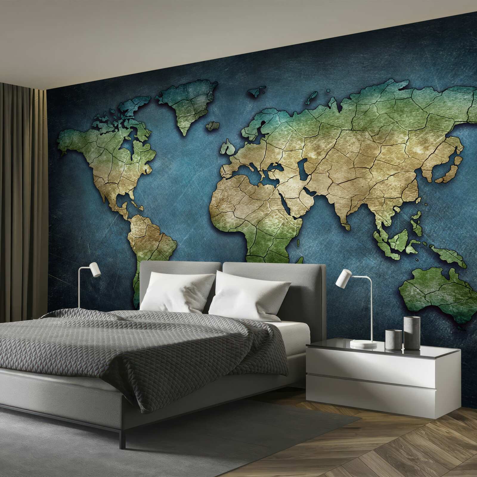 Fototapeten Karte der Welt mit markierten Waldgebieten