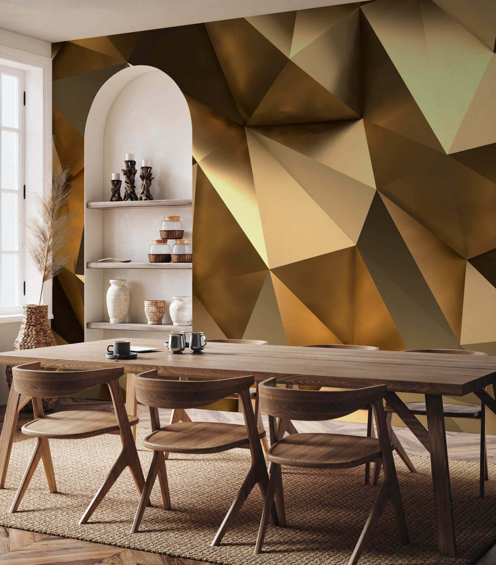 Fototapeten Goldene geometrische Formen