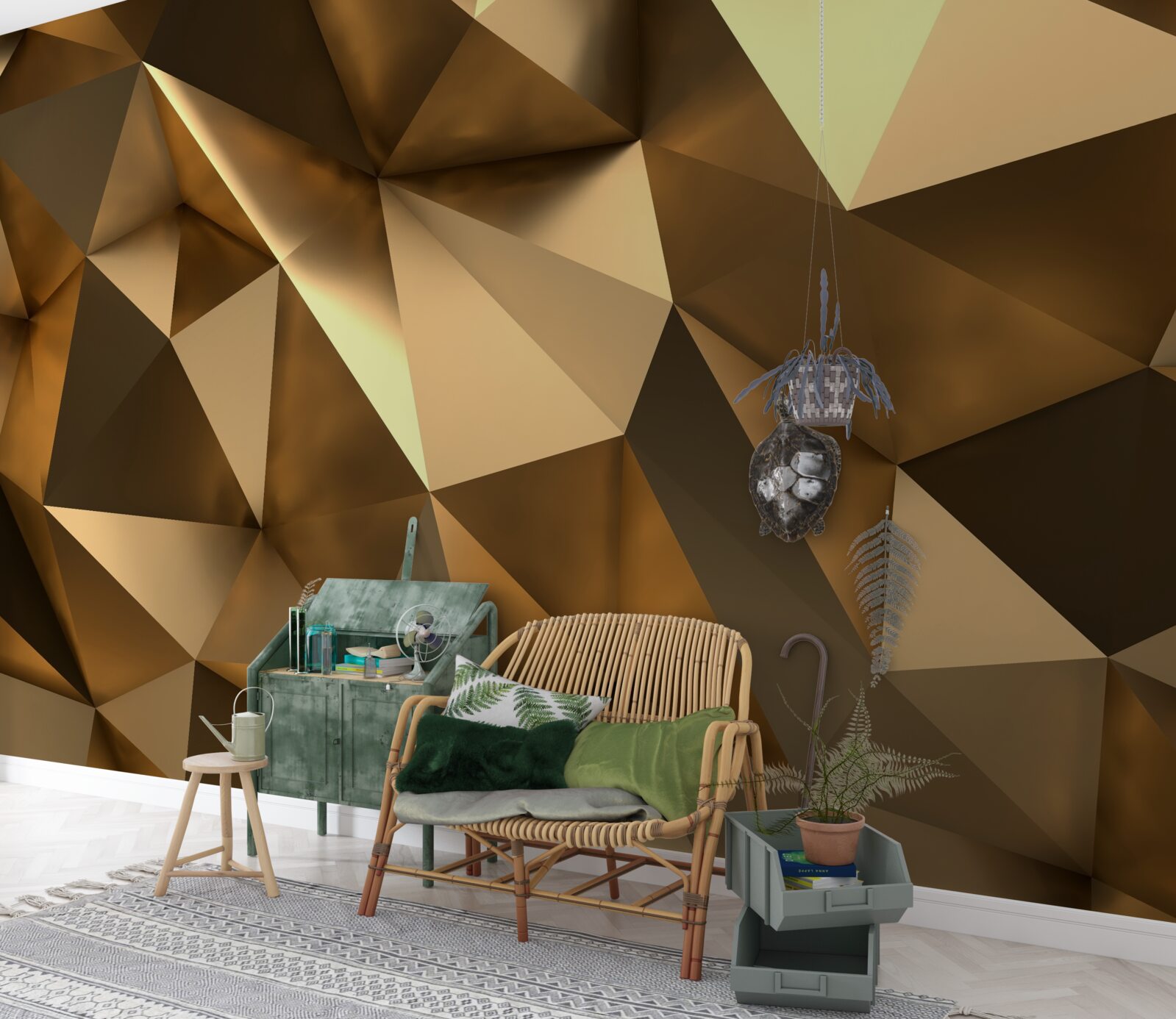 Fototapeten Goldene geometrische Formen