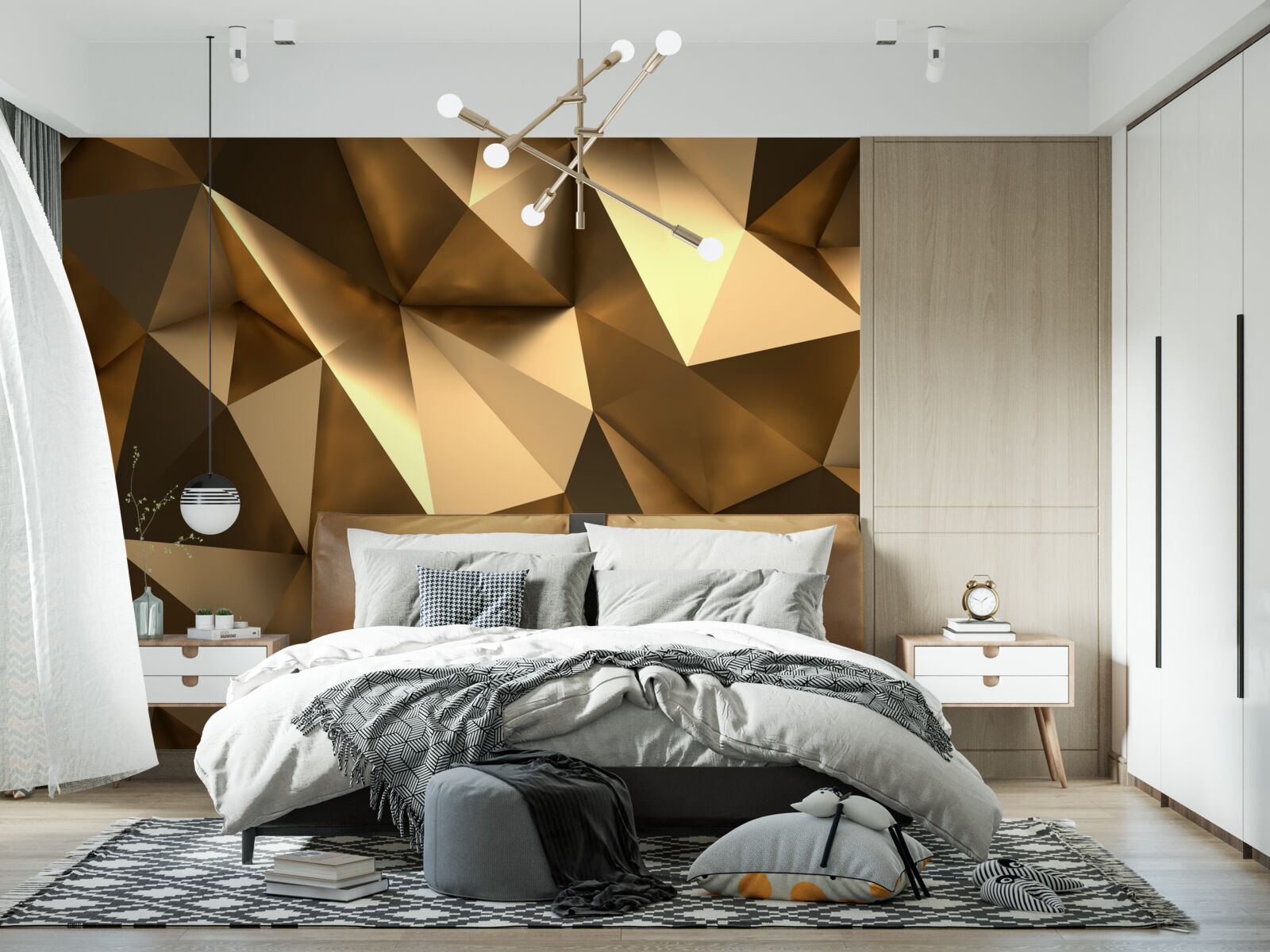 Fototapeten Goldene geometrische Formen