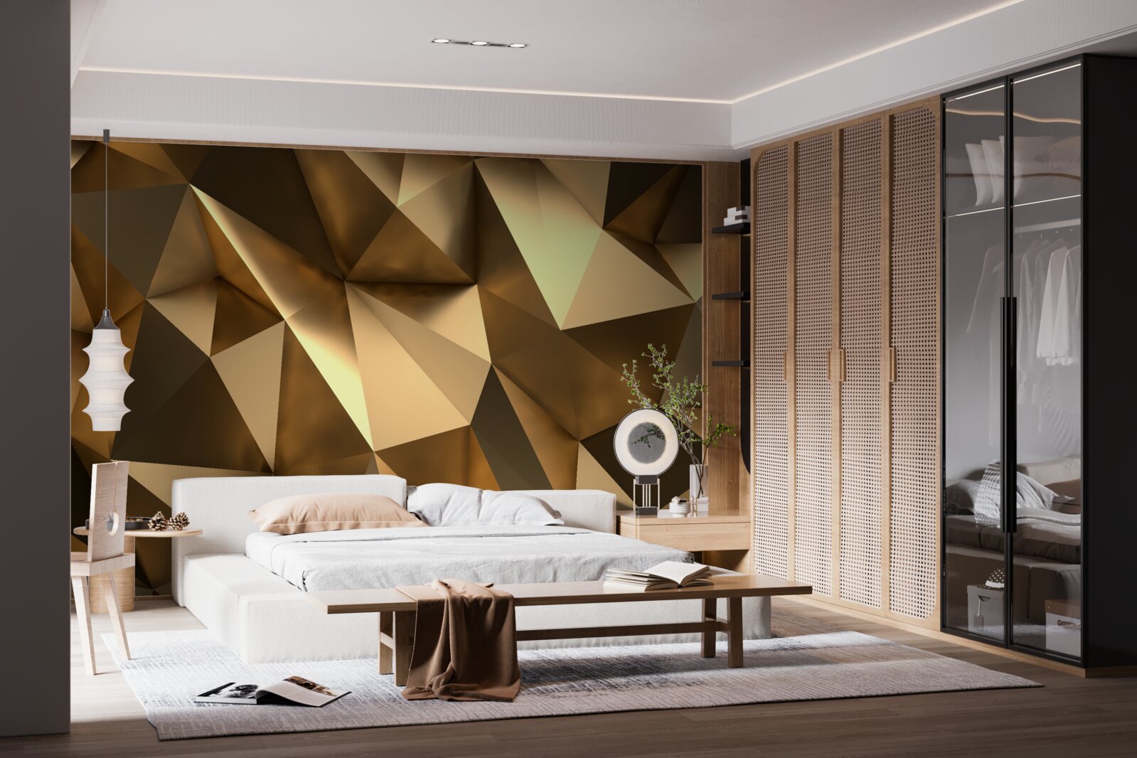 Fototapeten Goldene geometrische Formen