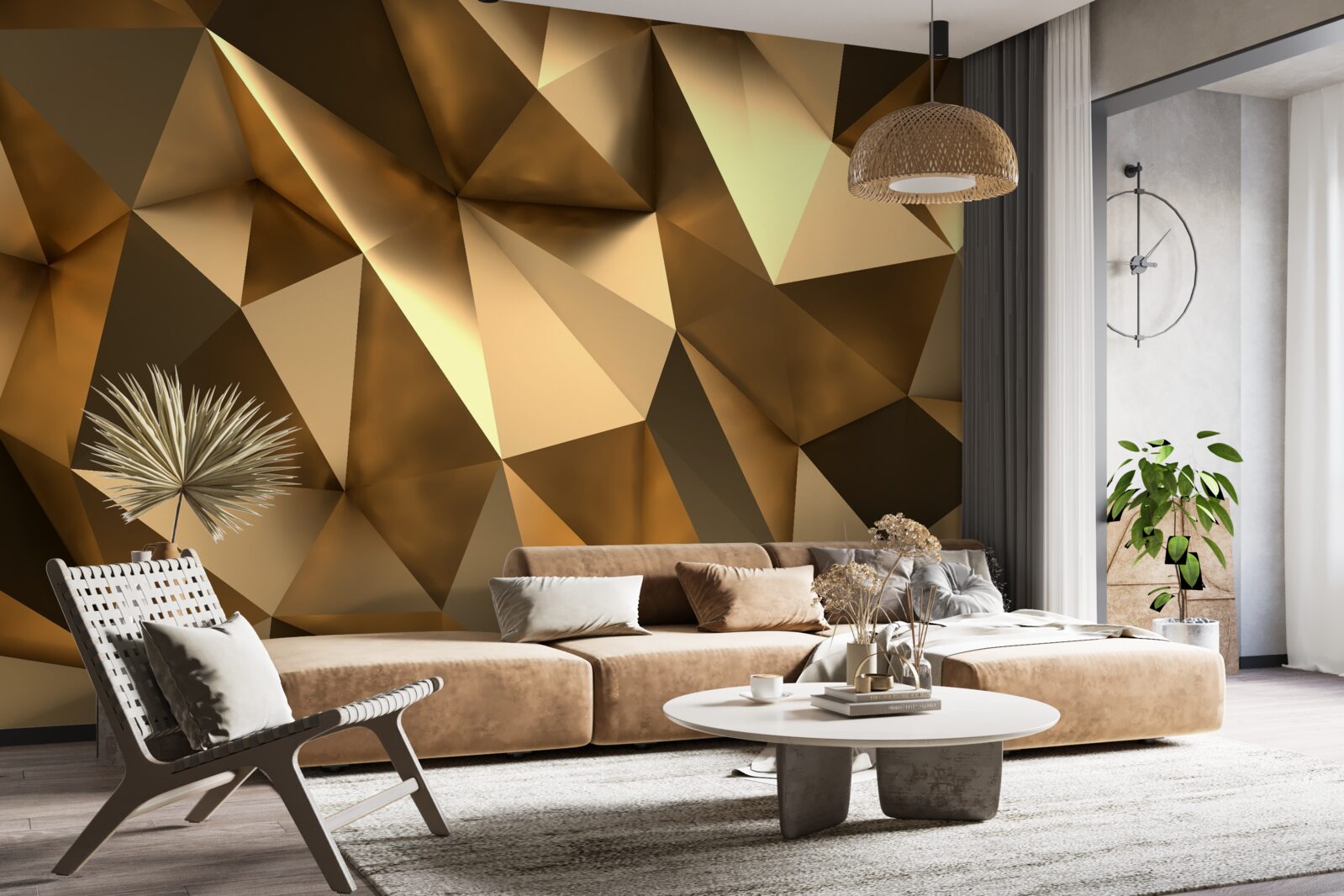 Fototapeten Goldene geometrische Formen
