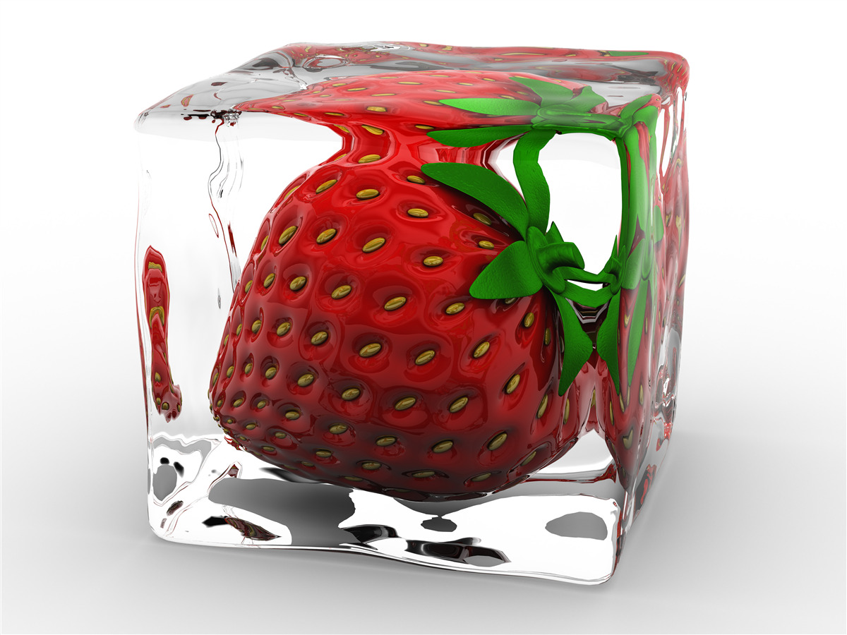 Fototapeten gefrorene Erdbeeren