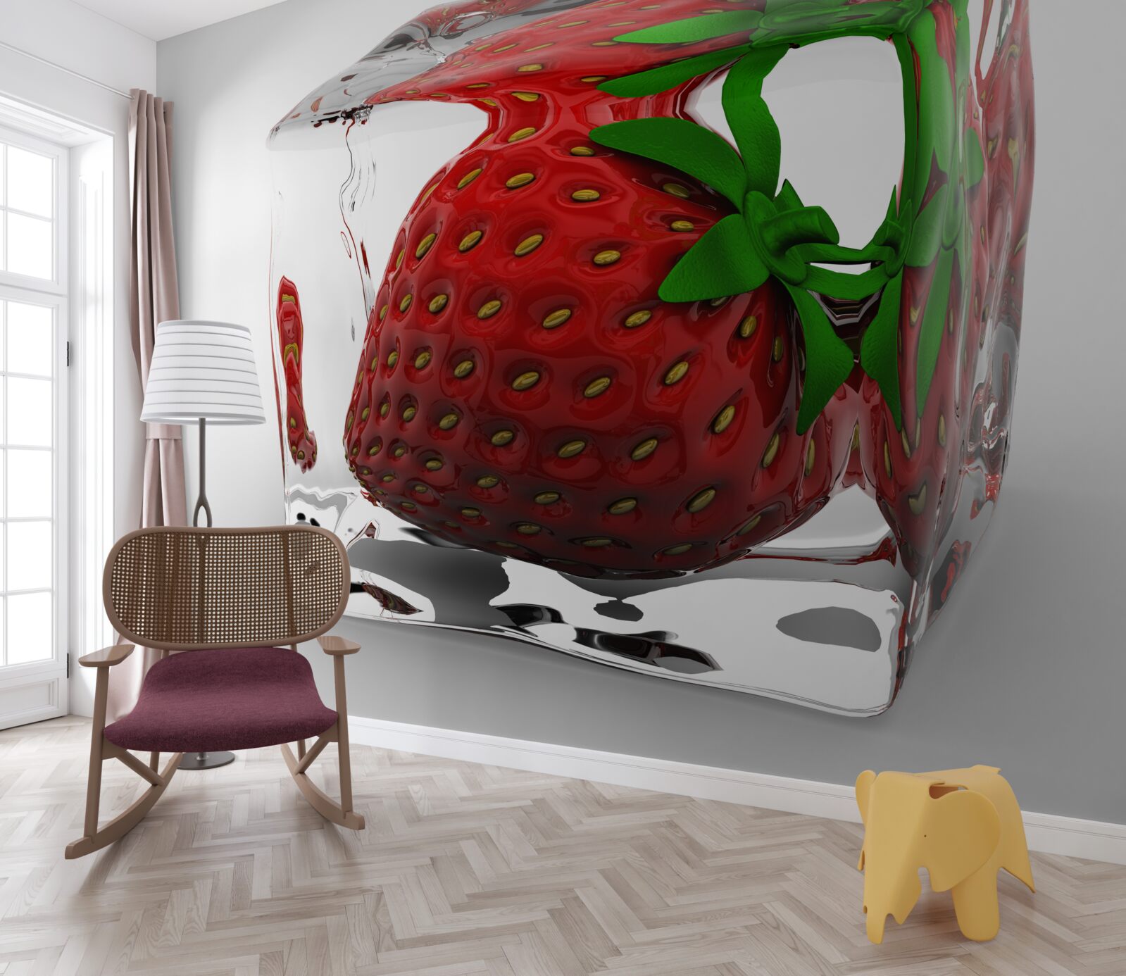 Fototapeten gefrorene Erdbeeren