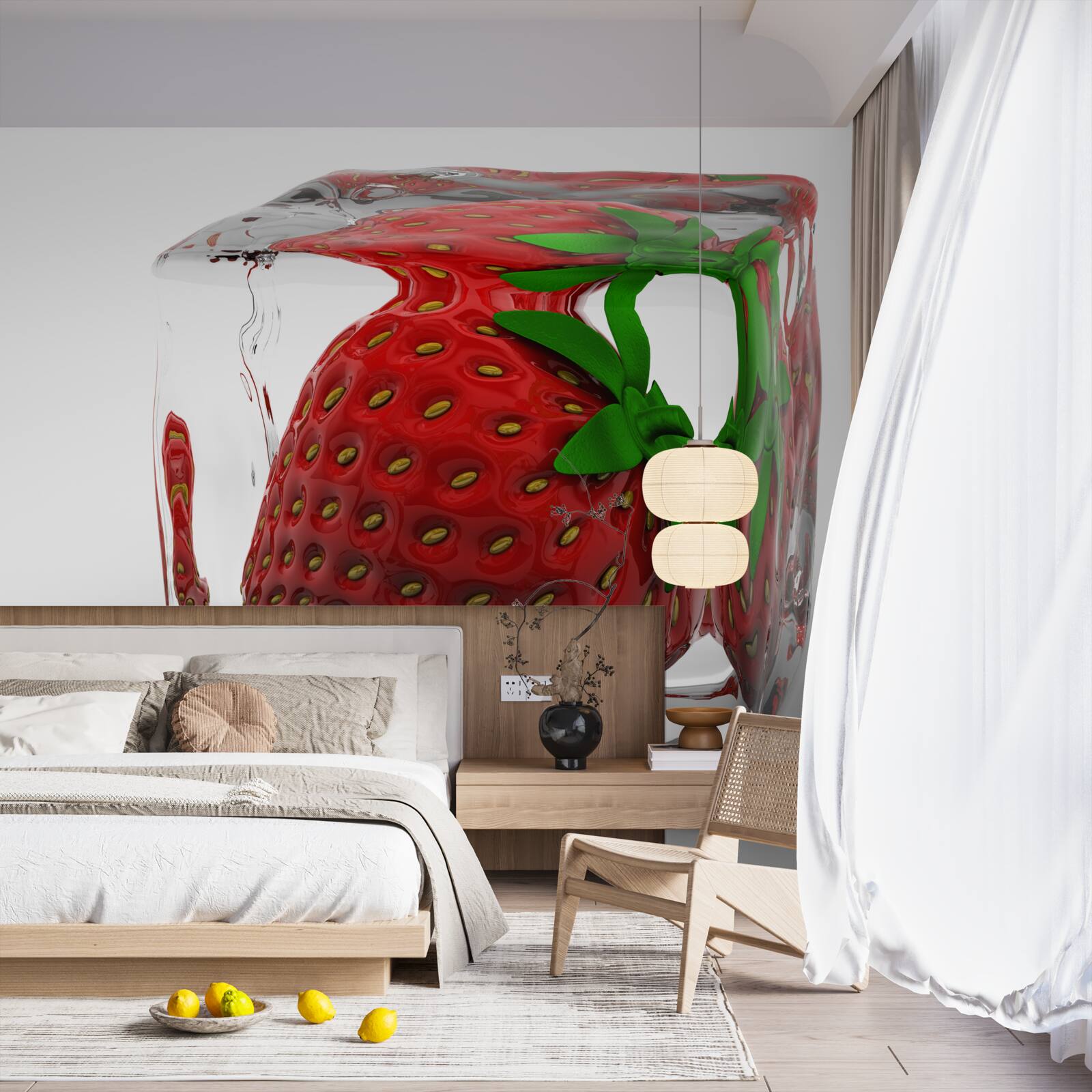 Fototapeten gefrorene Erdbeeren