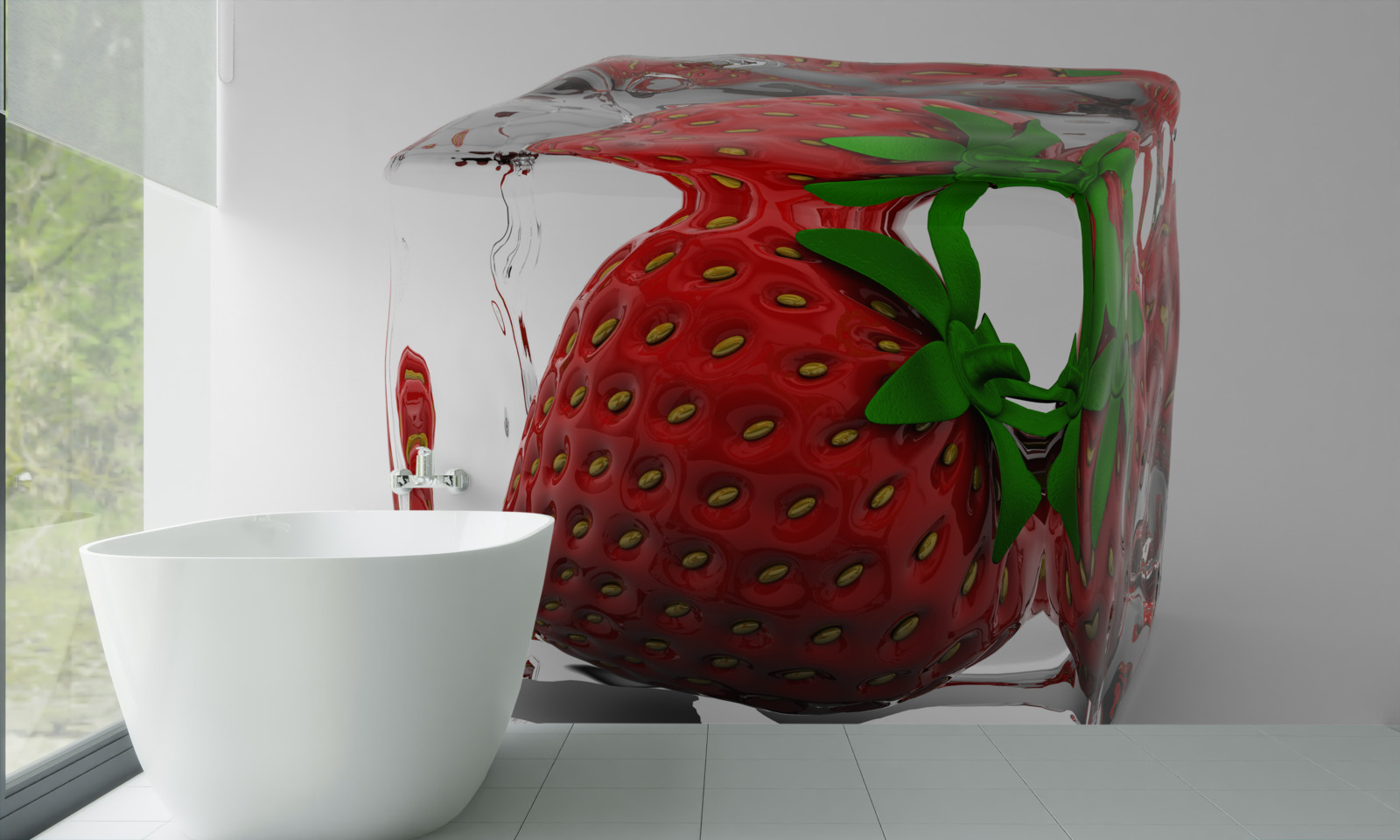Fototapeten gefrorene Erdbeeren