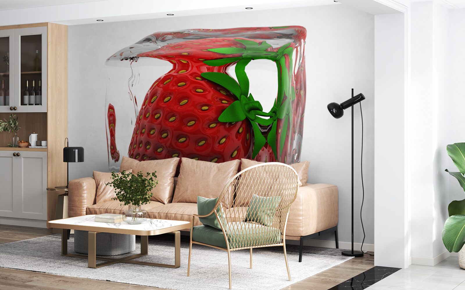 Fototapeten gefrorene Erdbeeren