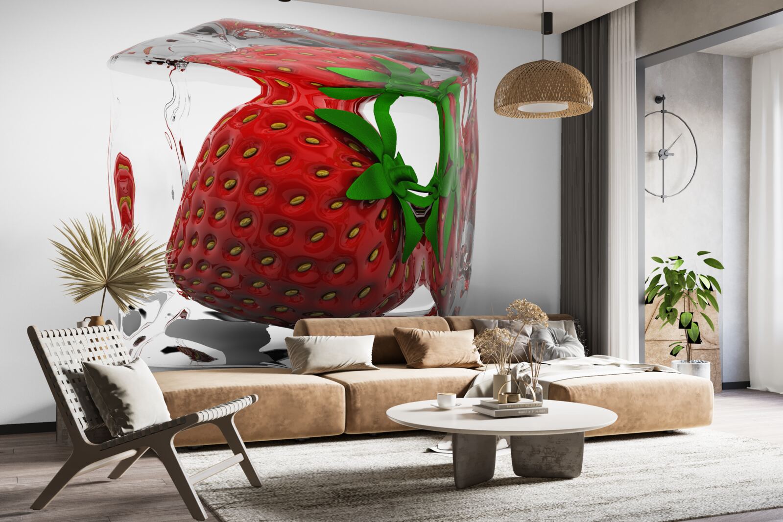 Fototapeten gefrorene Erdbeeren