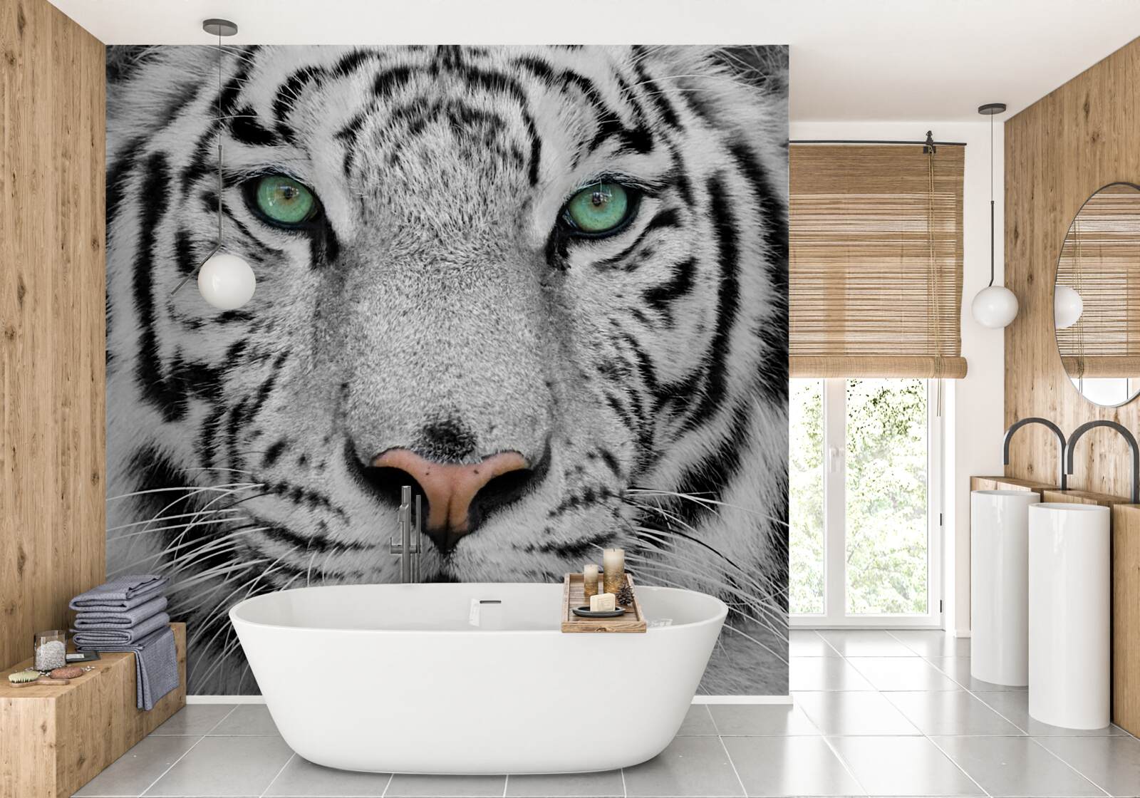Fototapeten grünem weißem Tiger