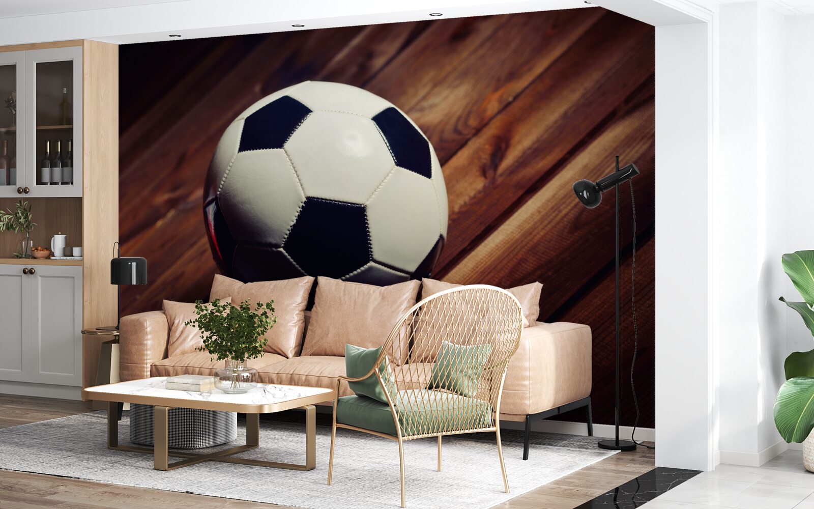 Fototapeten Fußball am Zweig des Baumes