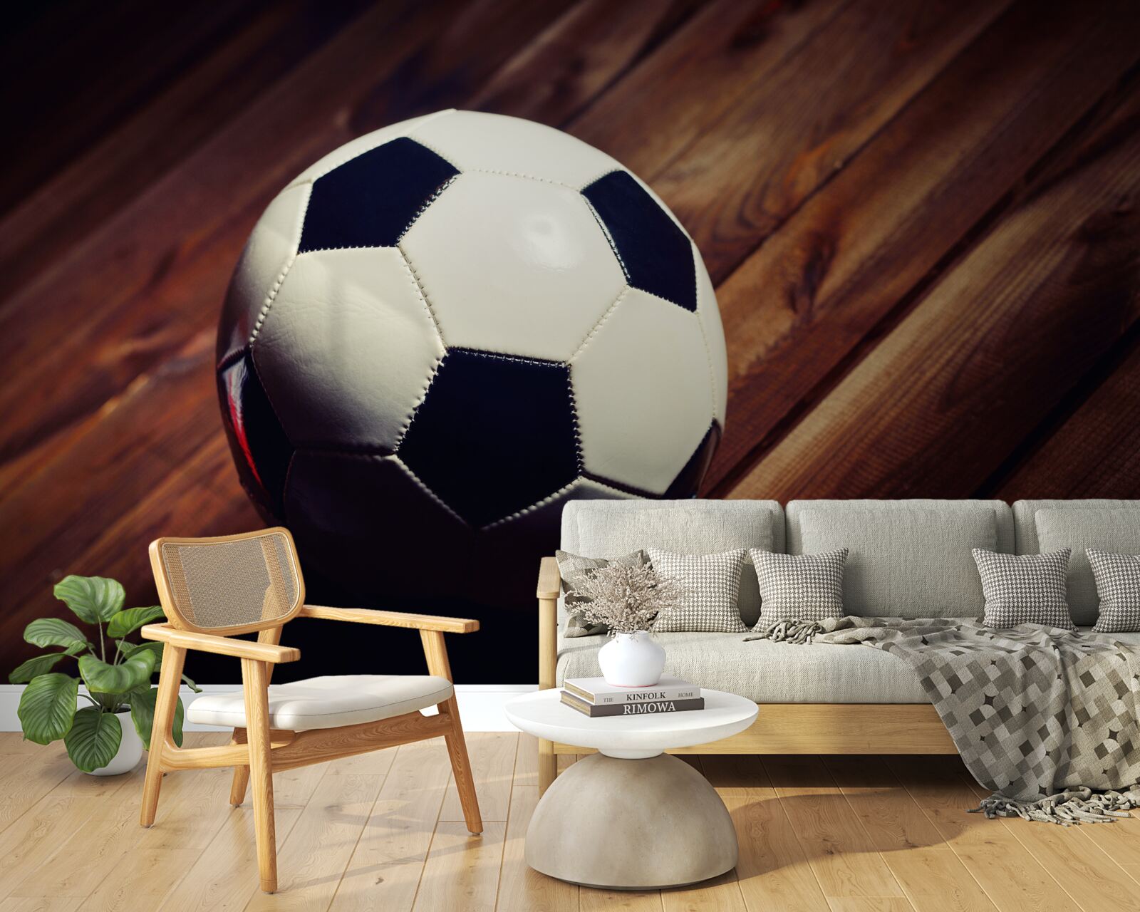 Fototapeten Fußball am Zweig des Baumes