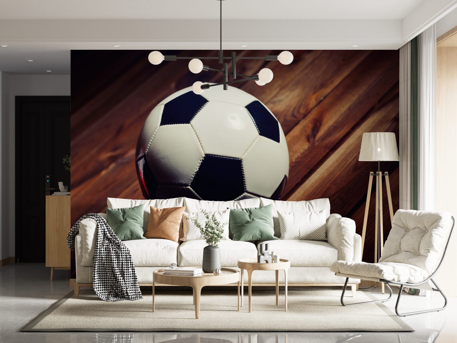 Fototapeten Fußball am Zweig des Baumes