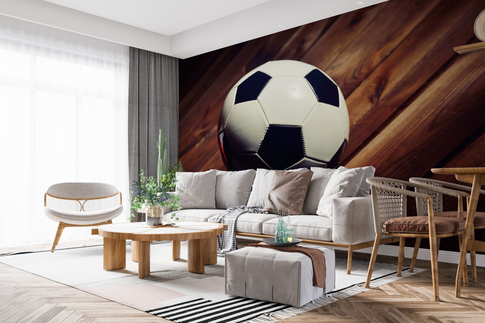 Fototapeten Fußball am Zweig des Baumes