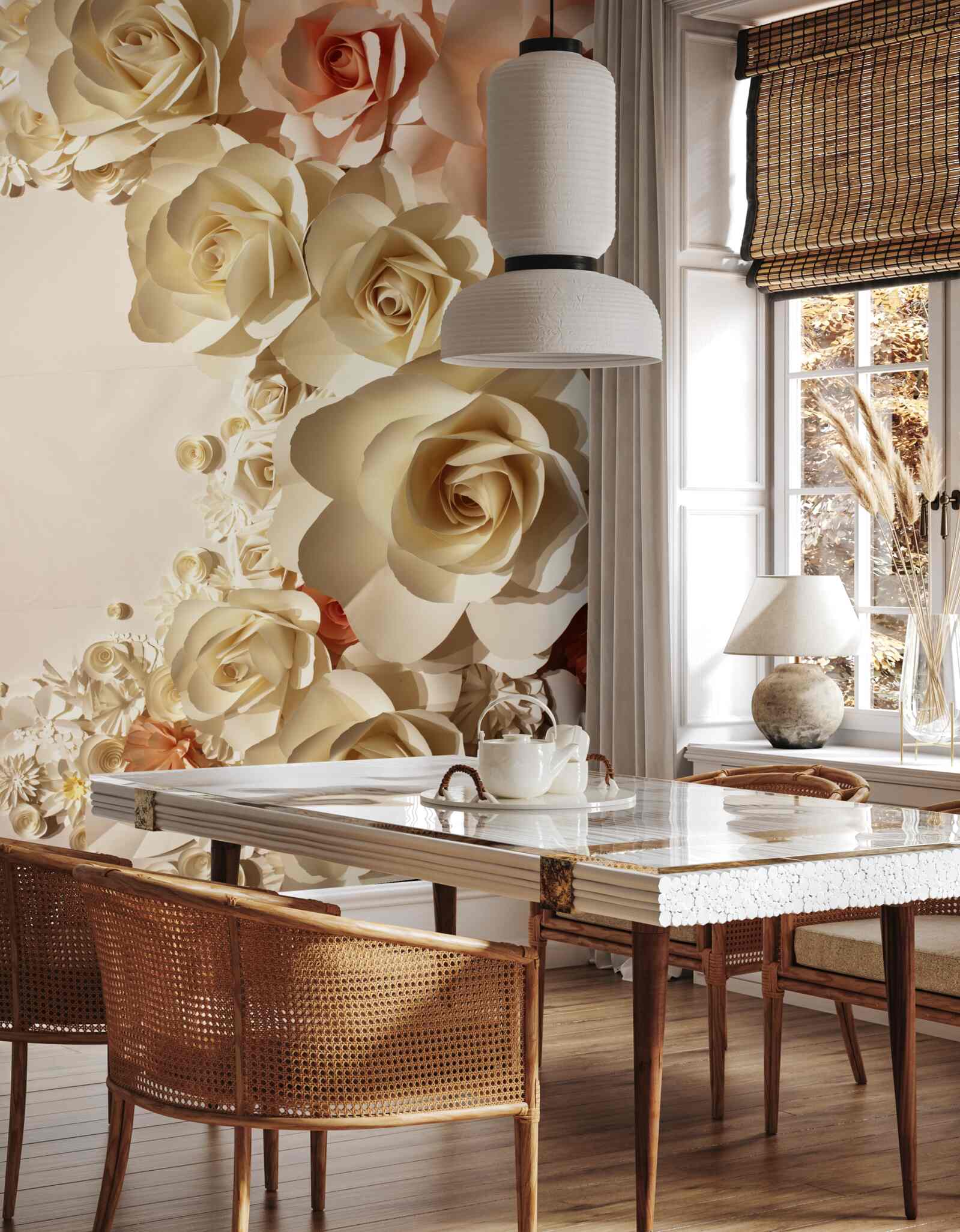 Fototapeten Weiße und rosa Gipsblumen
