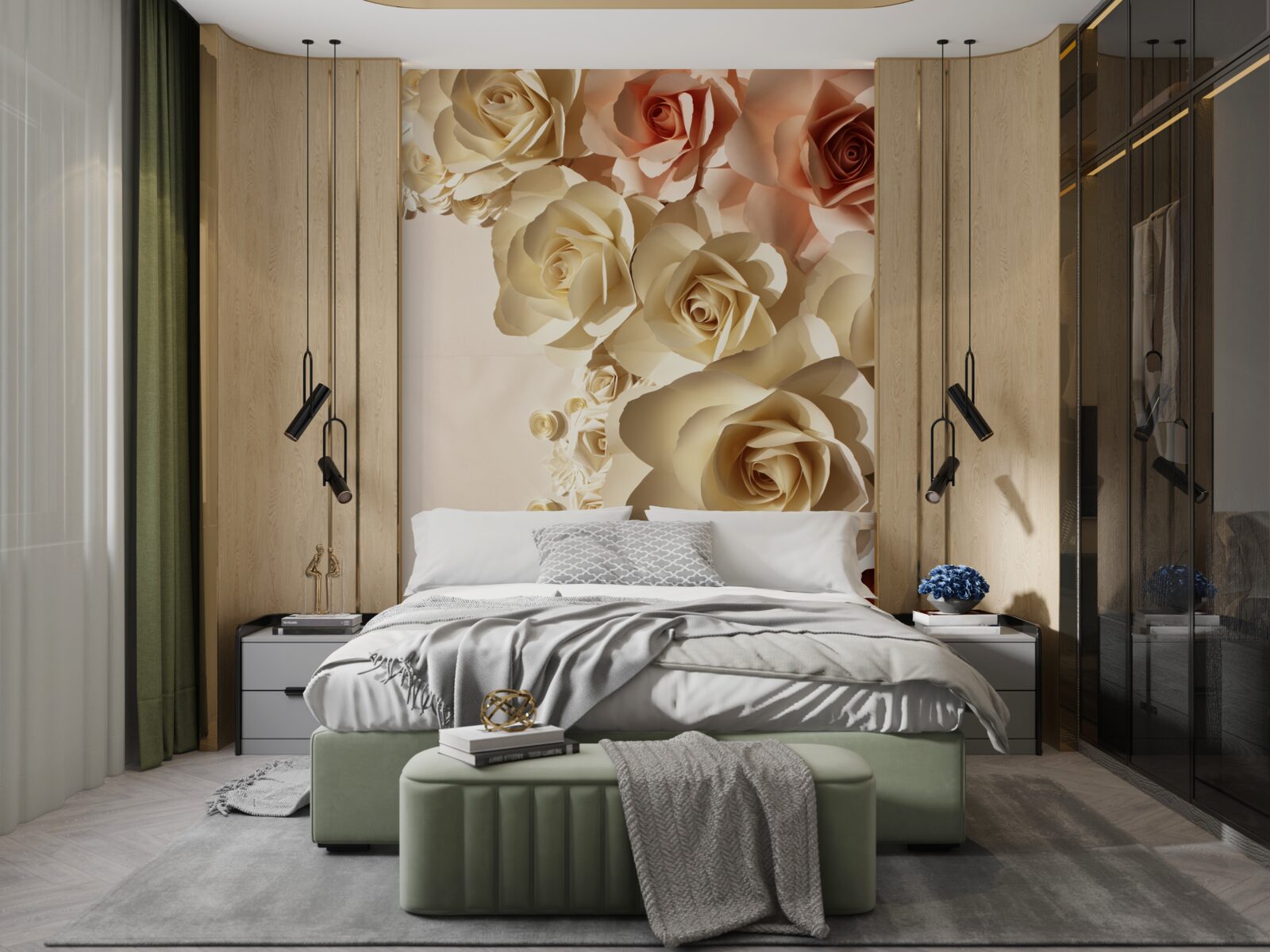 Fototapeten Weiße und rosa Gipsblumen