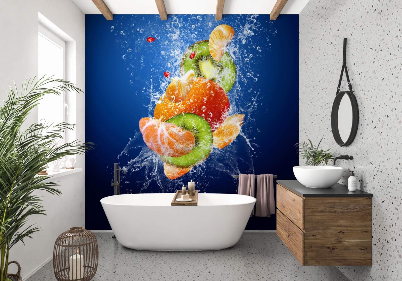 Fototapeten Obstcocktail mit Kiwi und Mandarin