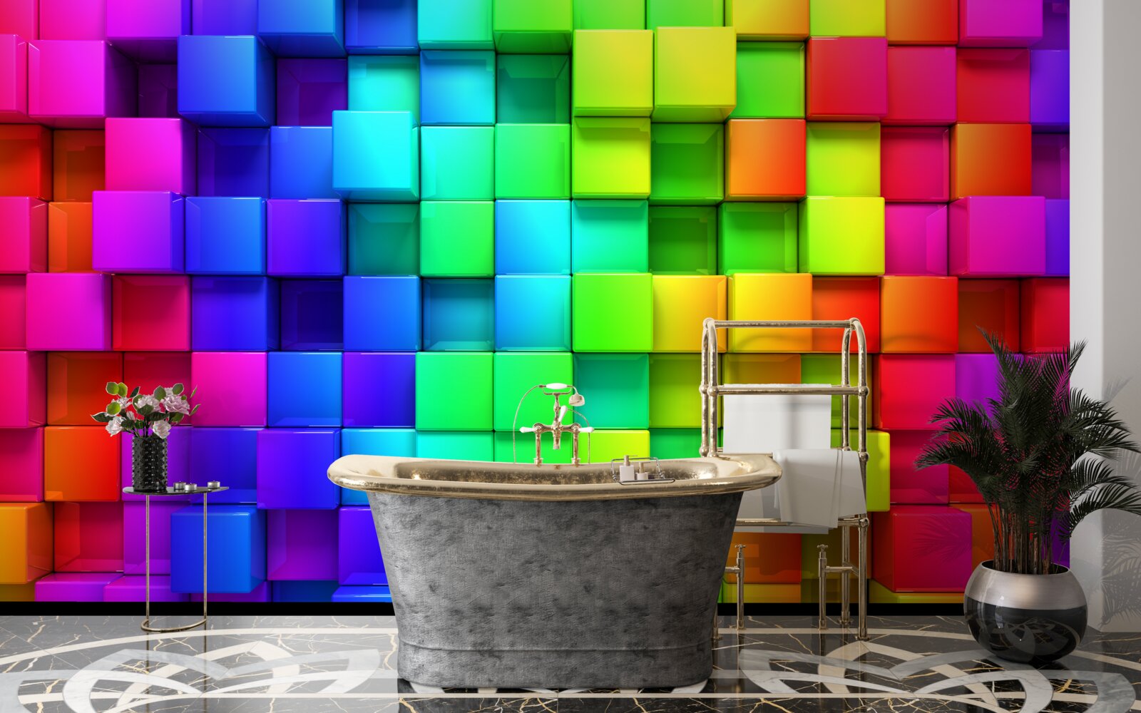 Fototapeten 3D -Würfel in reichen Farben