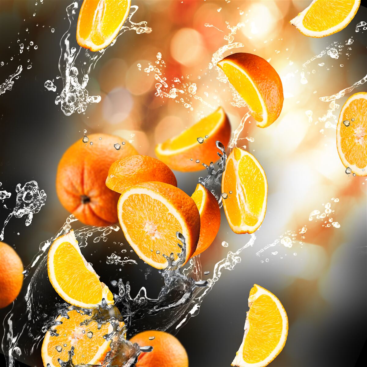Fototapeten Orangenscheiben mit saftigem Fleisch