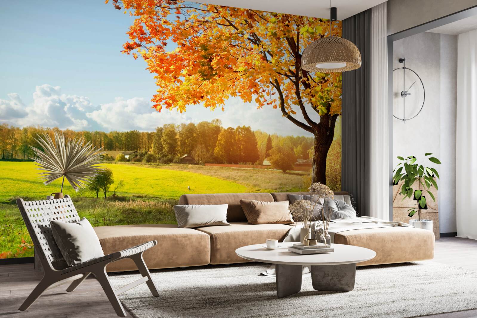 Fototapeten heller Herbsttag, in goldener Schönheit ausgehüllt