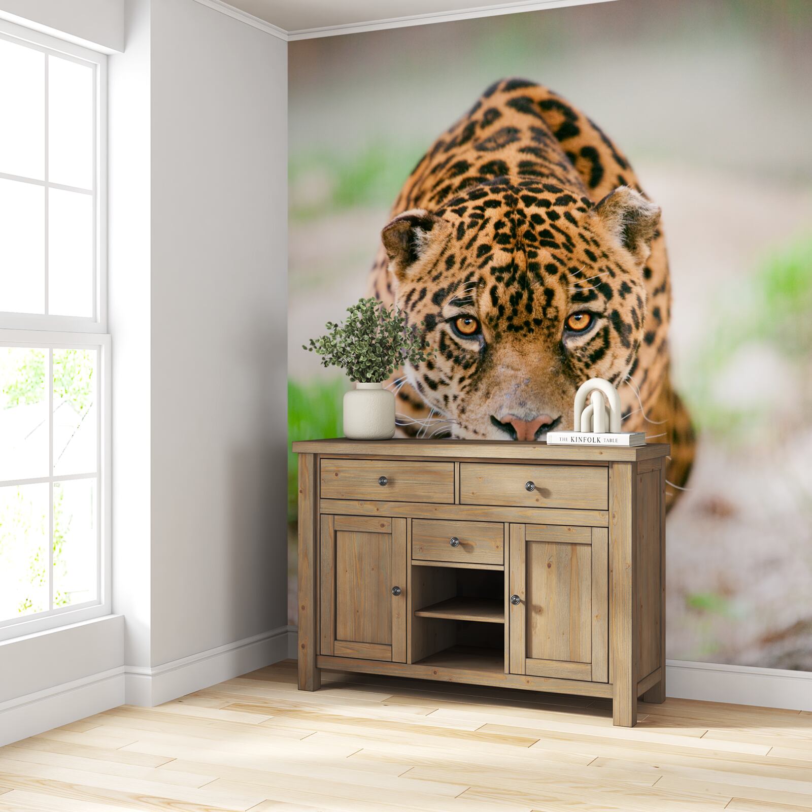 Fototapeten Löschte Leopard mit bernsteinfarbenen Augen