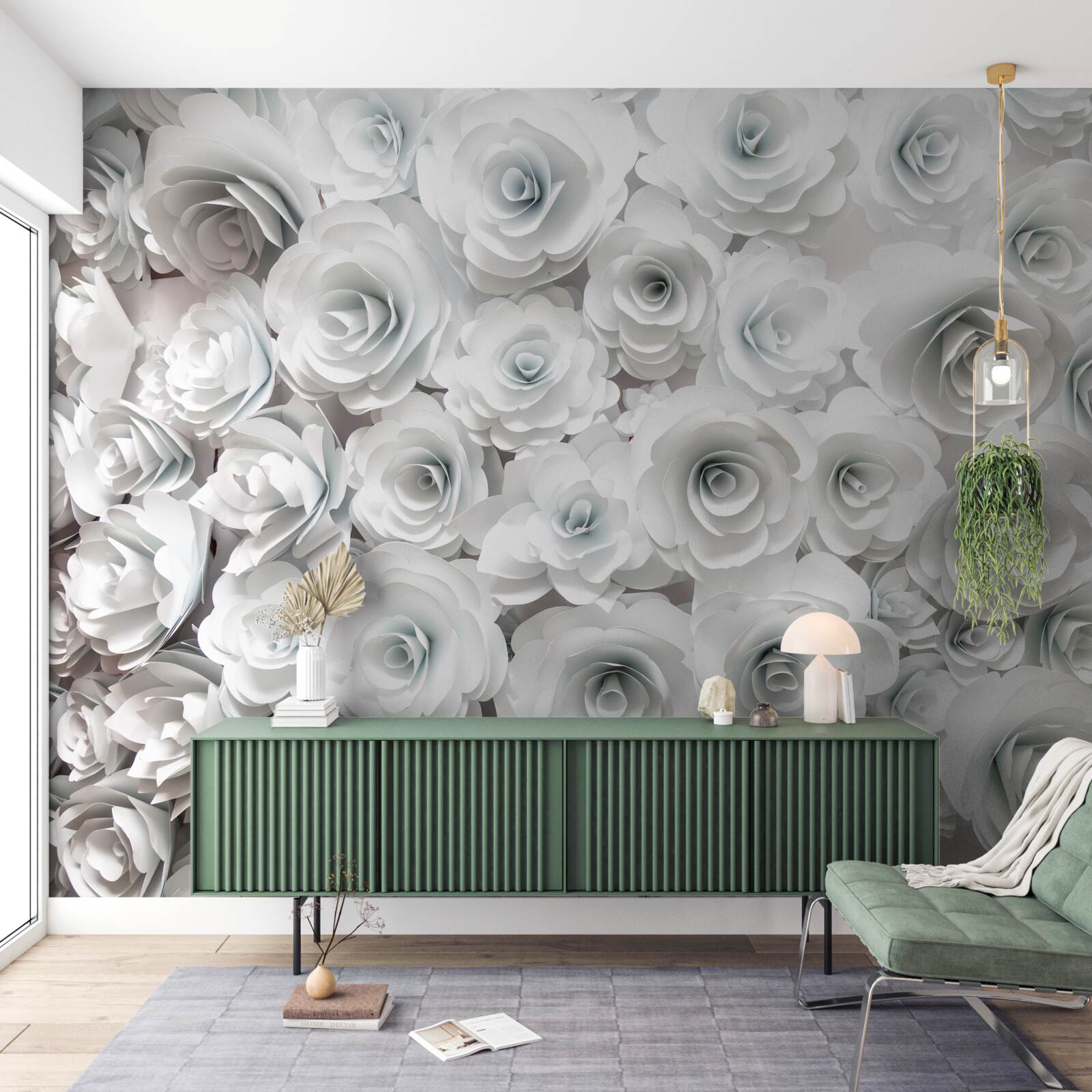 Fototapeten Eine riesige Komposition von schillernden weißen Blumen