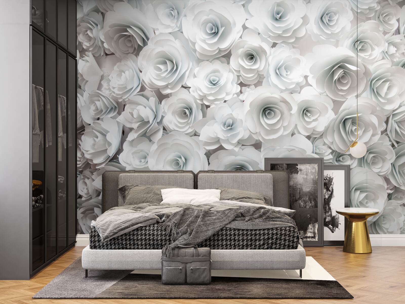 Fototapeten Eine riesige Komposition von schillernden weißen Blumen