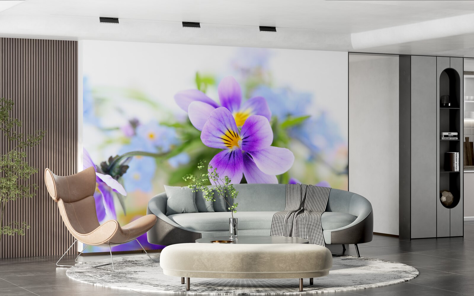 Fototapeten An einem hellen Tag leicht blaue Blumen