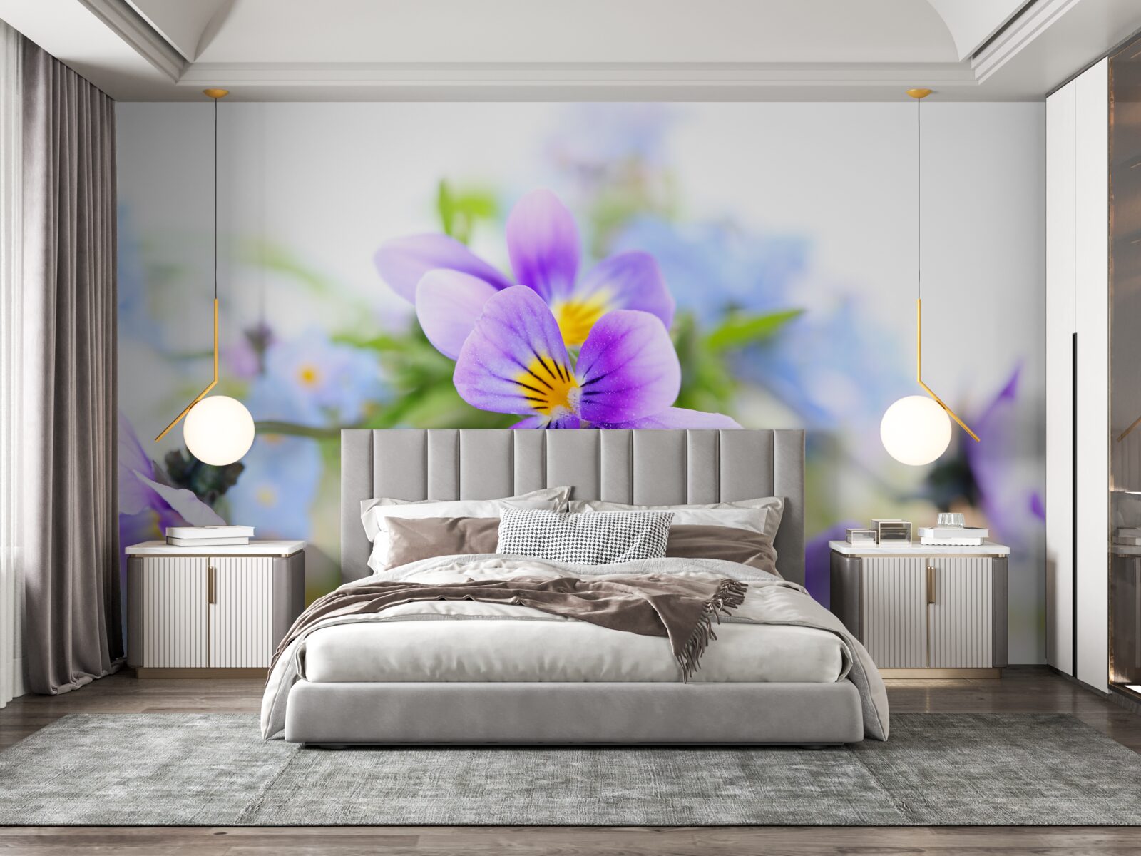 Fototapeten An einem hellen Tag leicht blaue Blumen