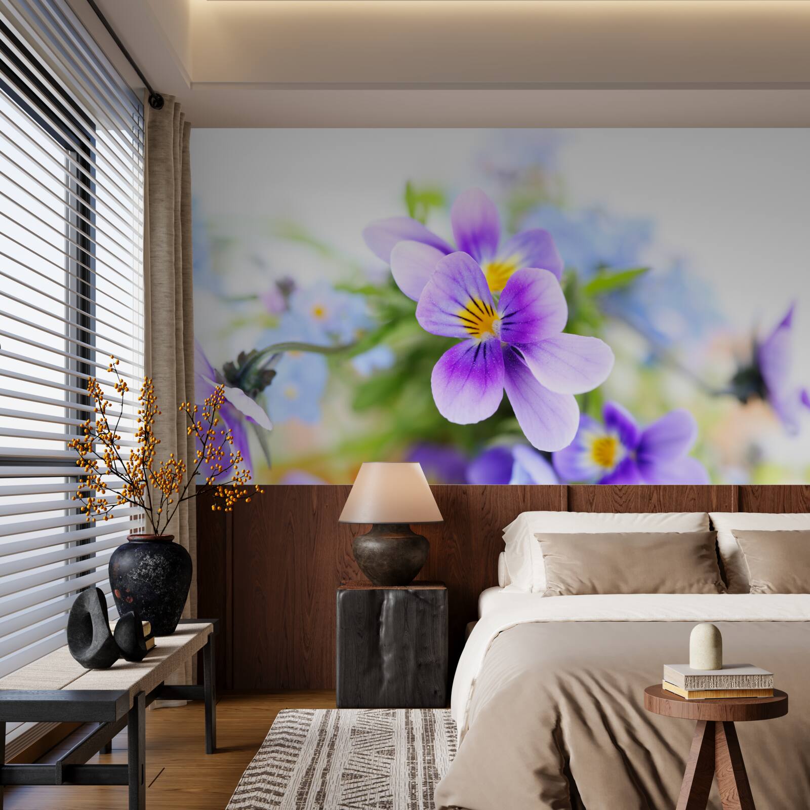Fototapeten An einem hellen Tag leicht blaue Blumen