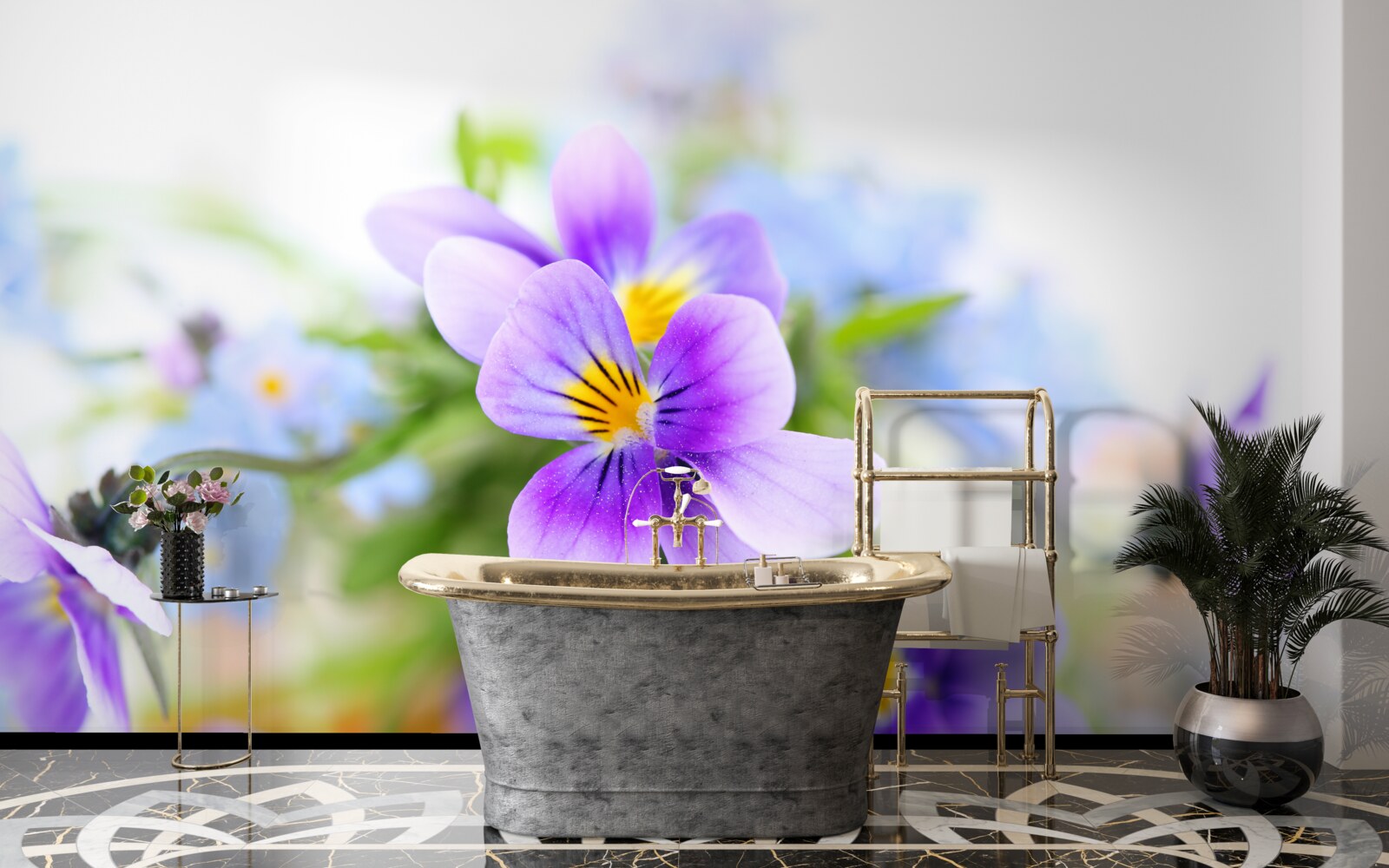 Fototapeten An einem hellen Tag leicht blaue Blumen