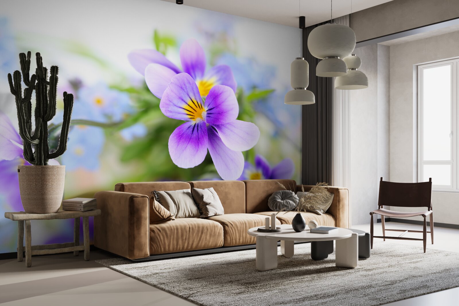 Fototapeten An einem hellen Tag leicht blaue Blumen