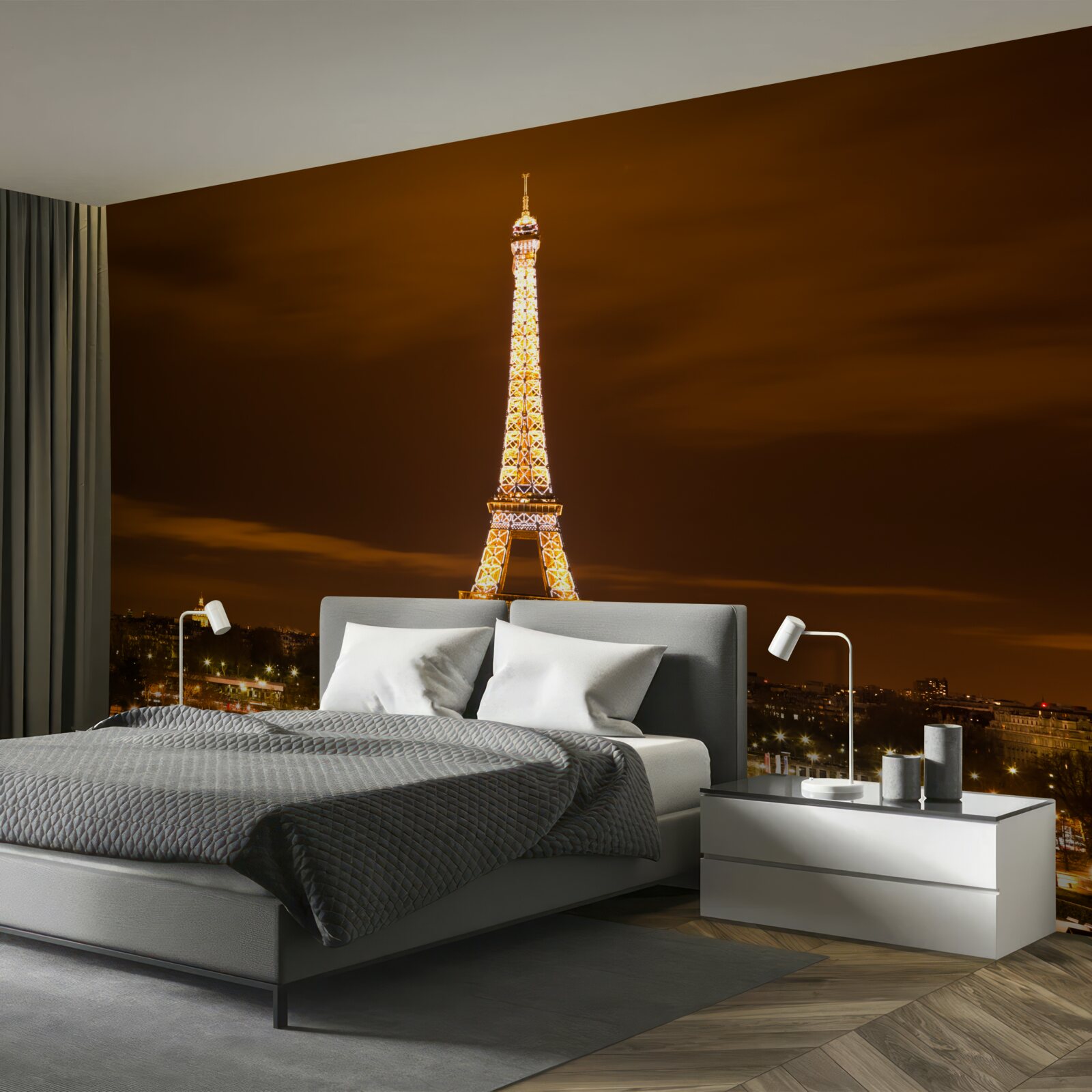 Fototapeten Eiffla Tower nachts beleuchtet
