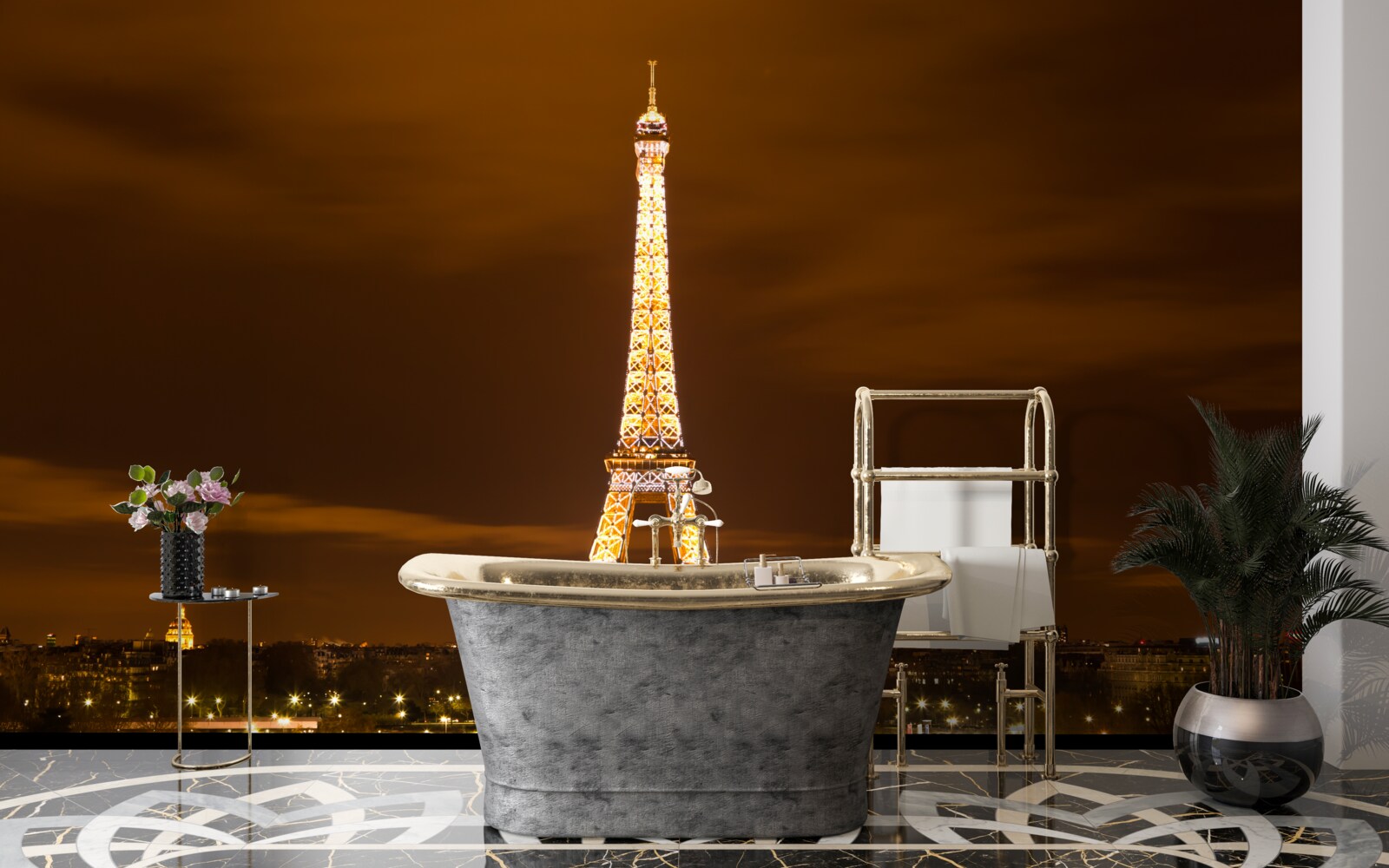 Fototapeten Eiffla Tower nachts beleuchtet
