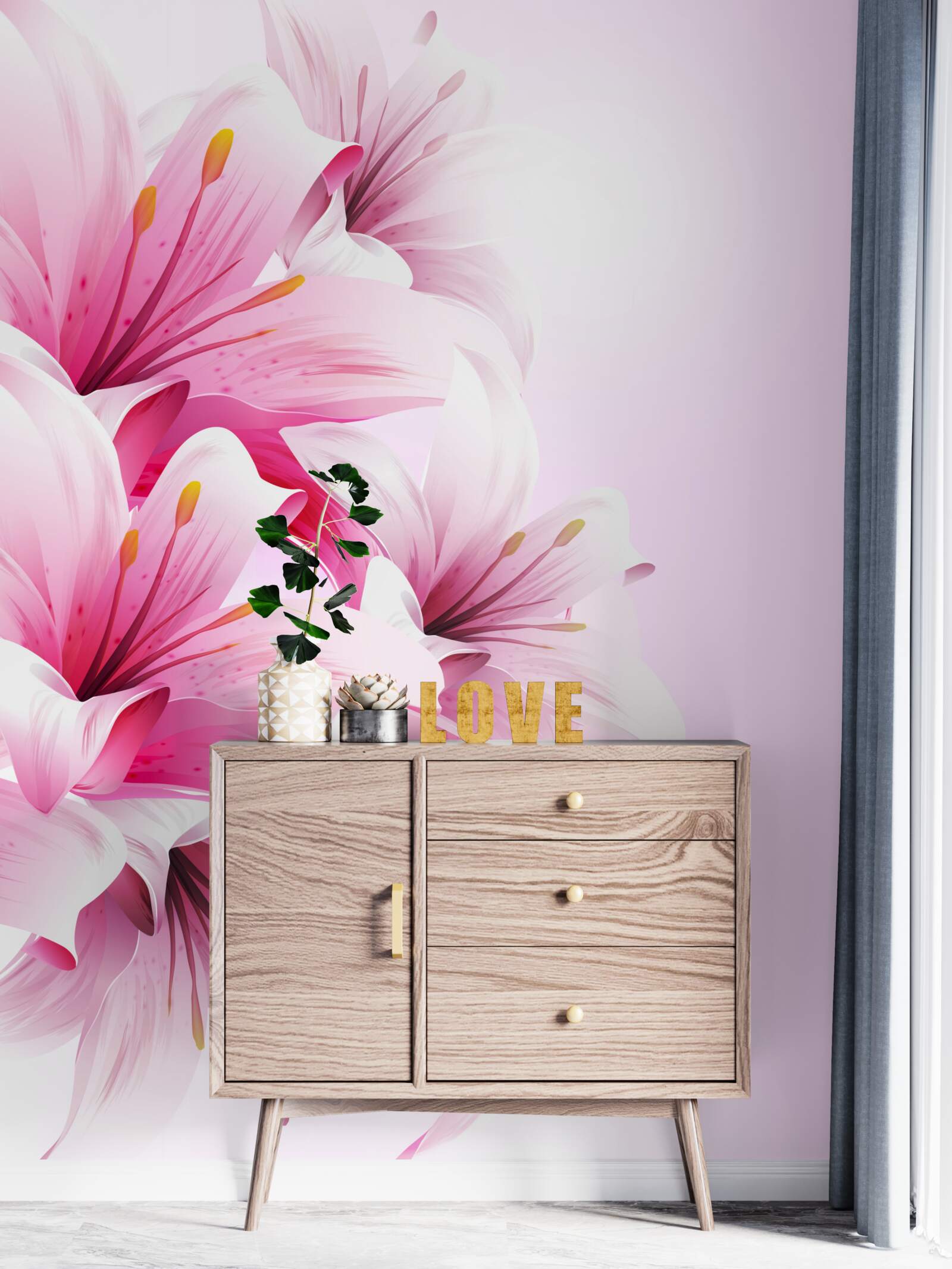 Fototapeten Ein zartes Bouquet von Pink Alstreme