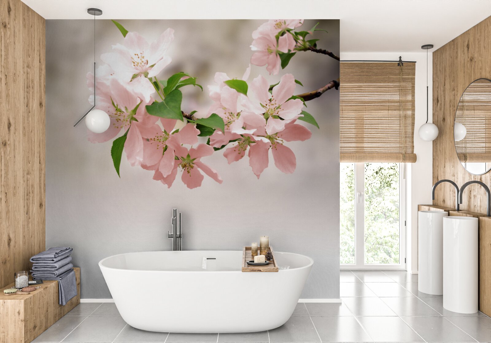 Fototapeten Sakura rosa Blumen