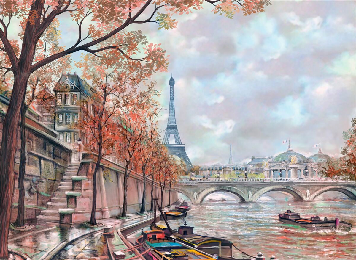 Fototapeten Paris Landschaft und Böschung in Farben