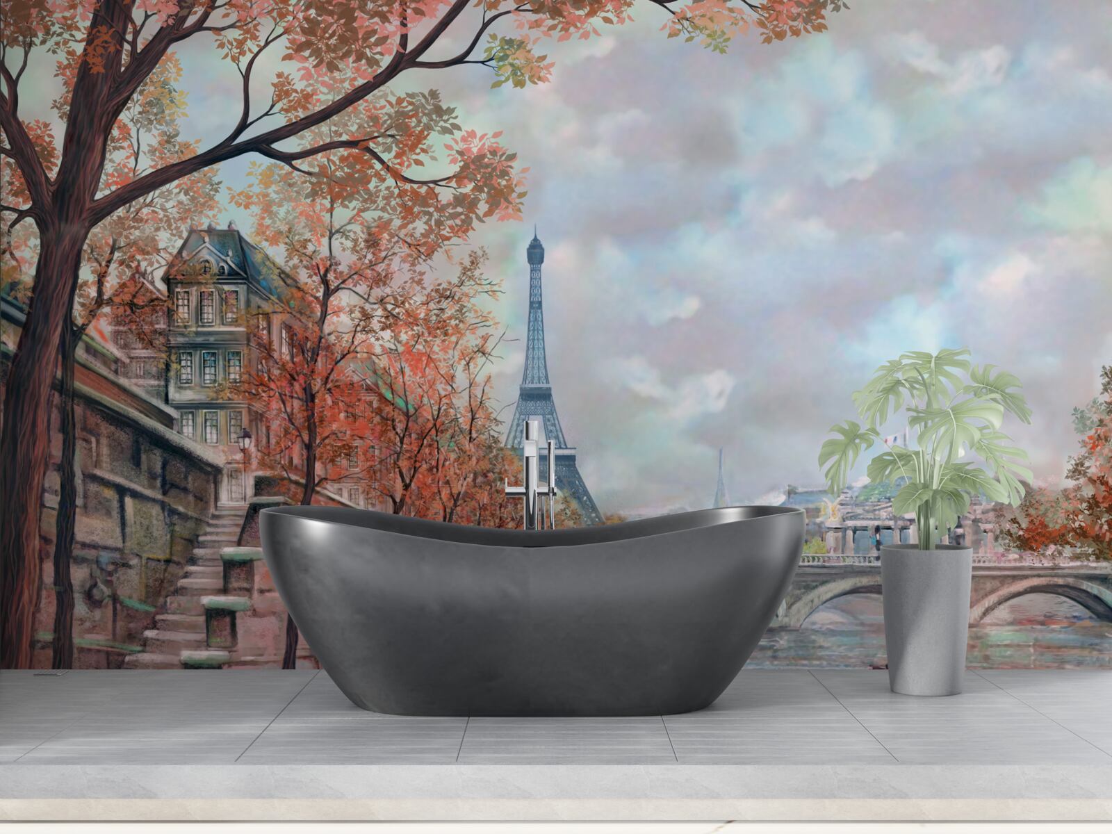 Fototapeten Paris Landschaft und Böschung in Farben