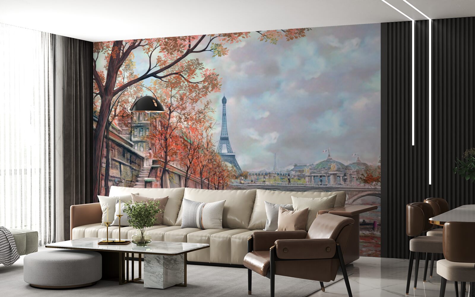 Fototapeten Paris Landschaft und Böschung in Farben