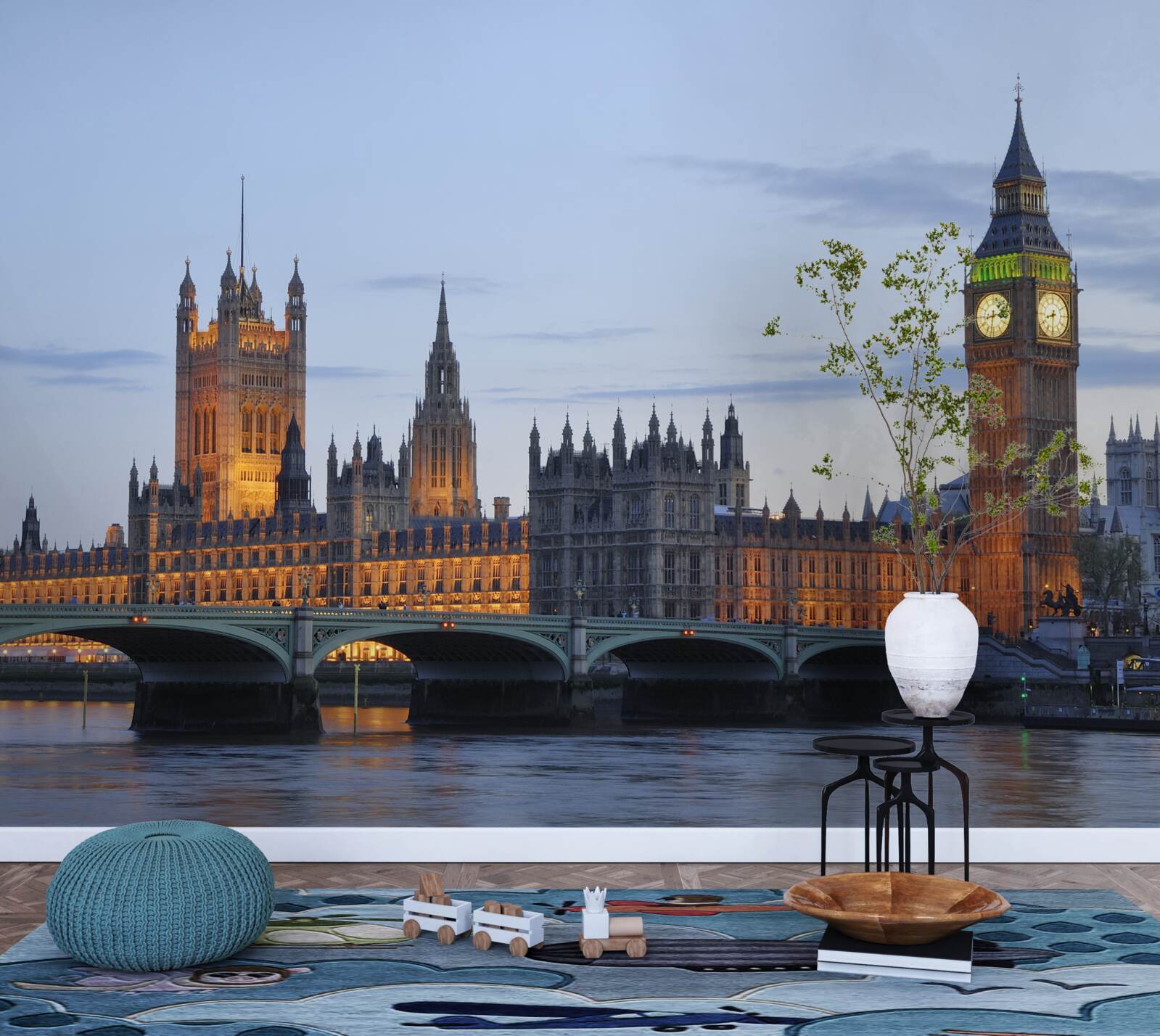 Fototapeten Big Ben und Parlament mit Lichtern beleuchtet