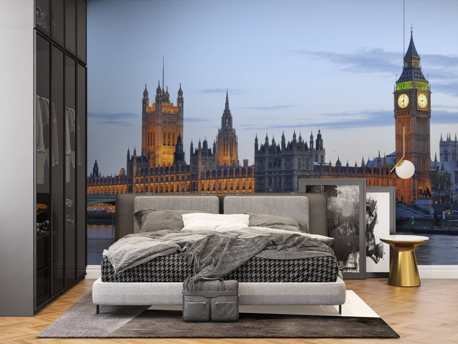 Fototapeten Big Ben und Parlament mit Lichtern beleuchtet