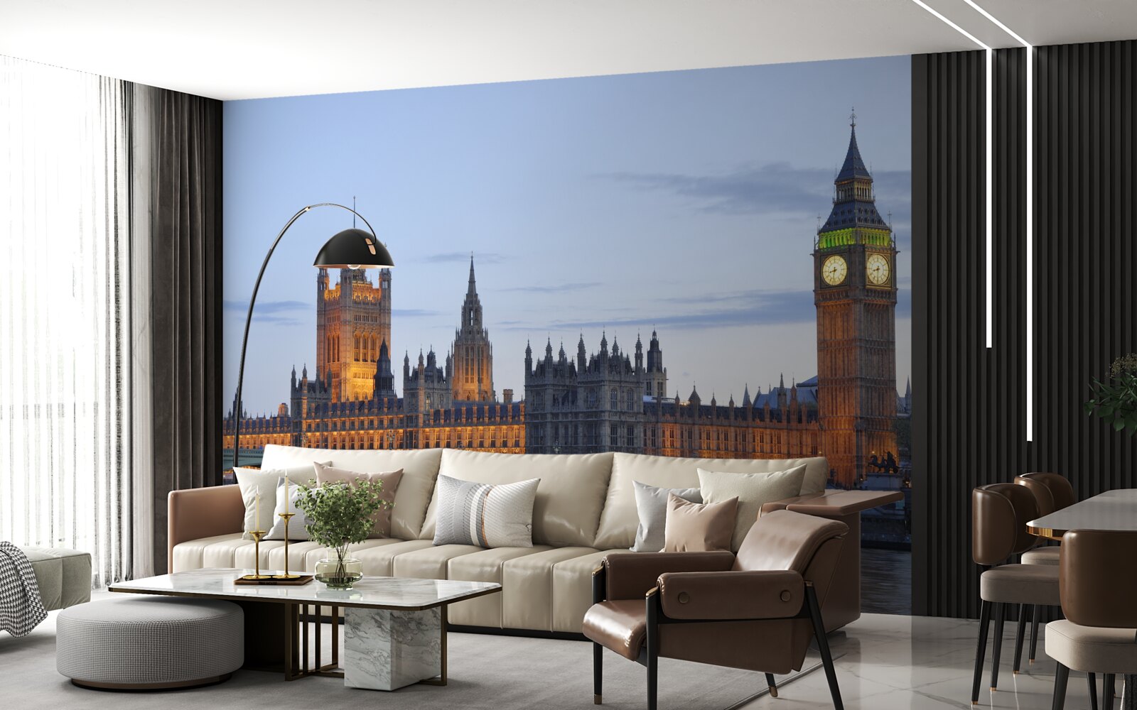 Fototapeten Big Ben und Parlament mit Lichtern beleuchtet