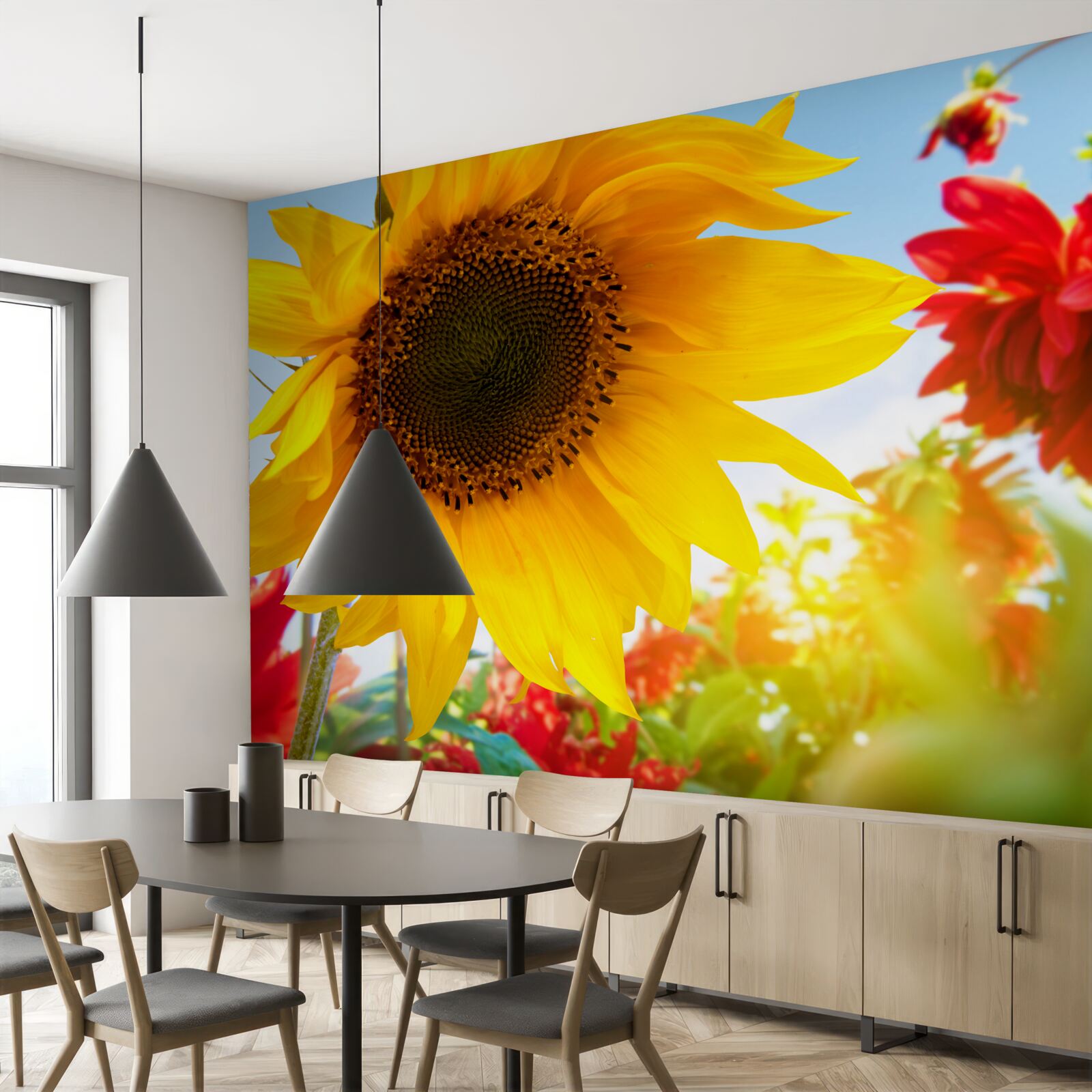 Fototapeten sonnige Sonnenblume an einem fröhlichen Tag