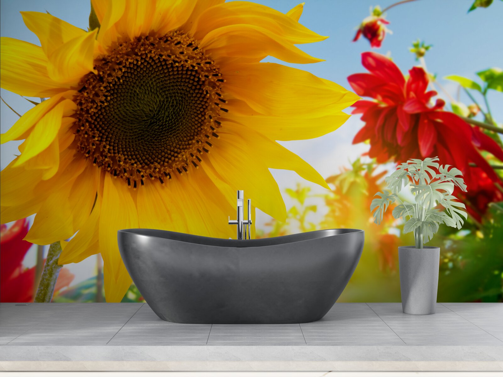 Fototapeten sonnige Sonnenblume an einem fröhlichen Tag
