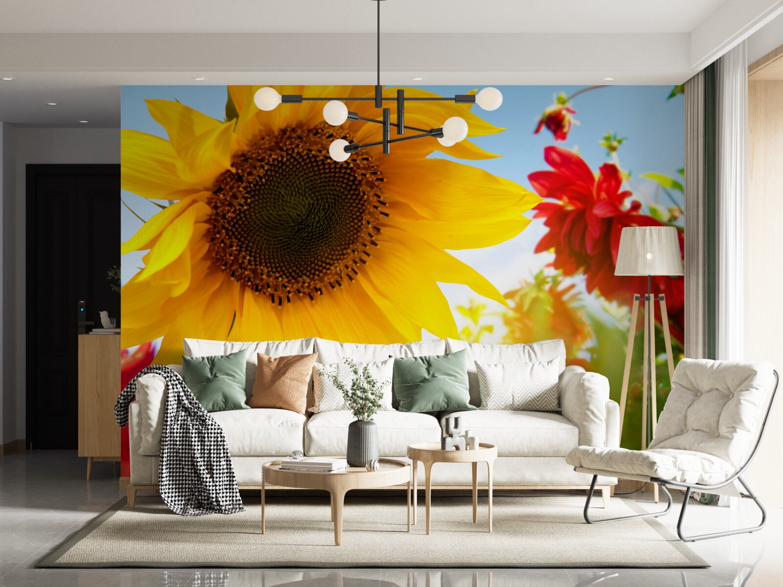 Fototapeten sonnige Sonnenblume an einem fröhlichen Tag