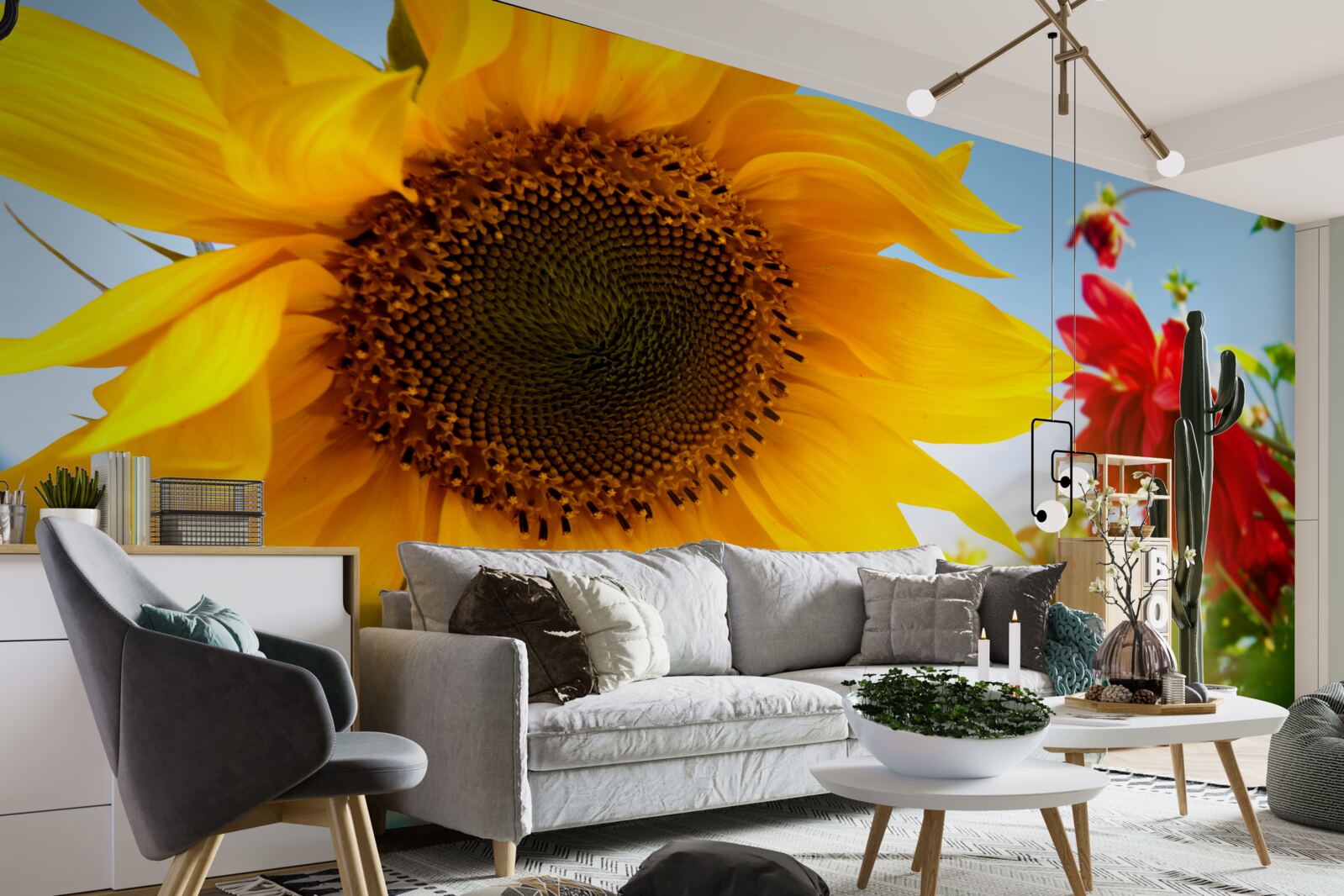 Fototapeten sonnige Sonnenblume an einem fröhlichen Tag