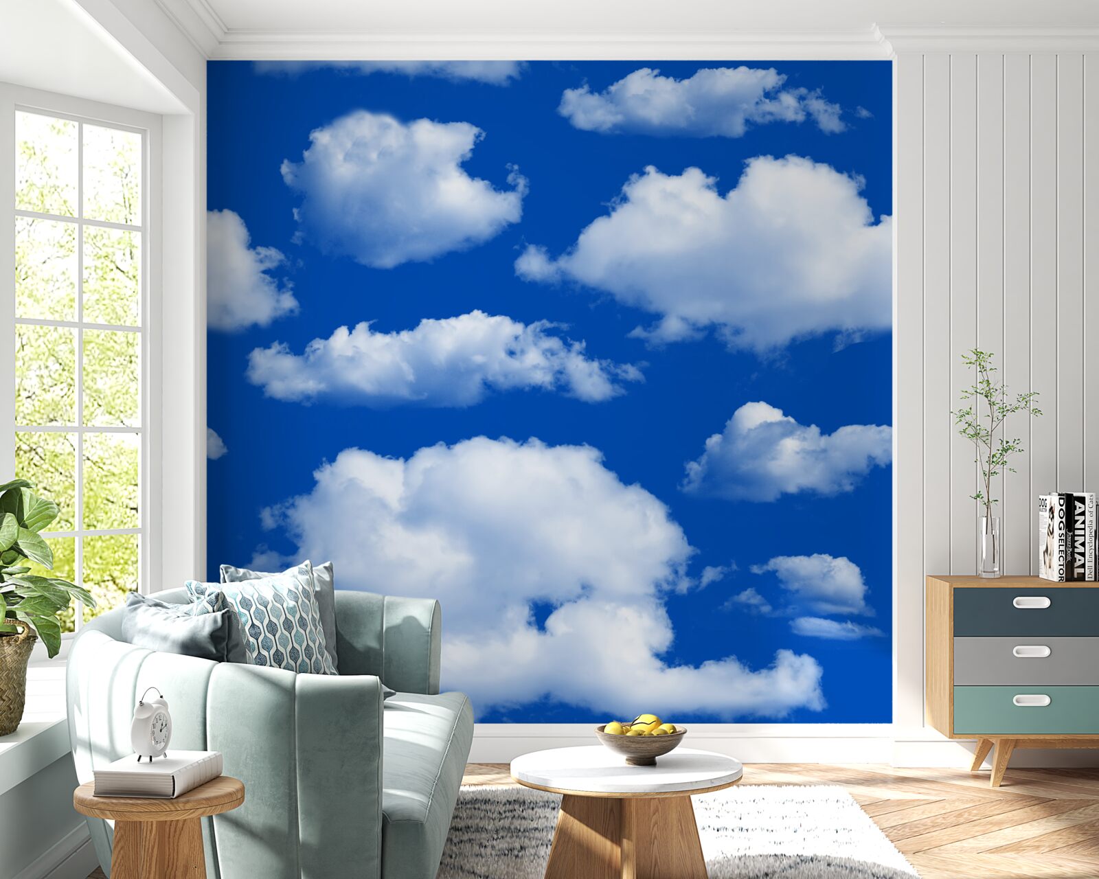 Fototapeten Viele schneebedeckte Formen -weiße Wolken am Himmel