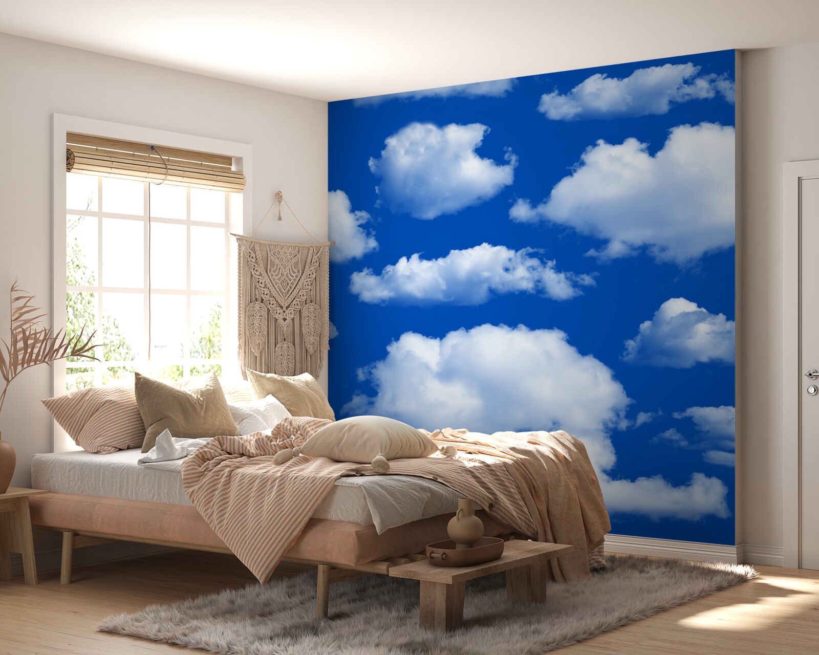 Fototapeten Viele schneebedeckte Formen -weiße Wolken am Himmel