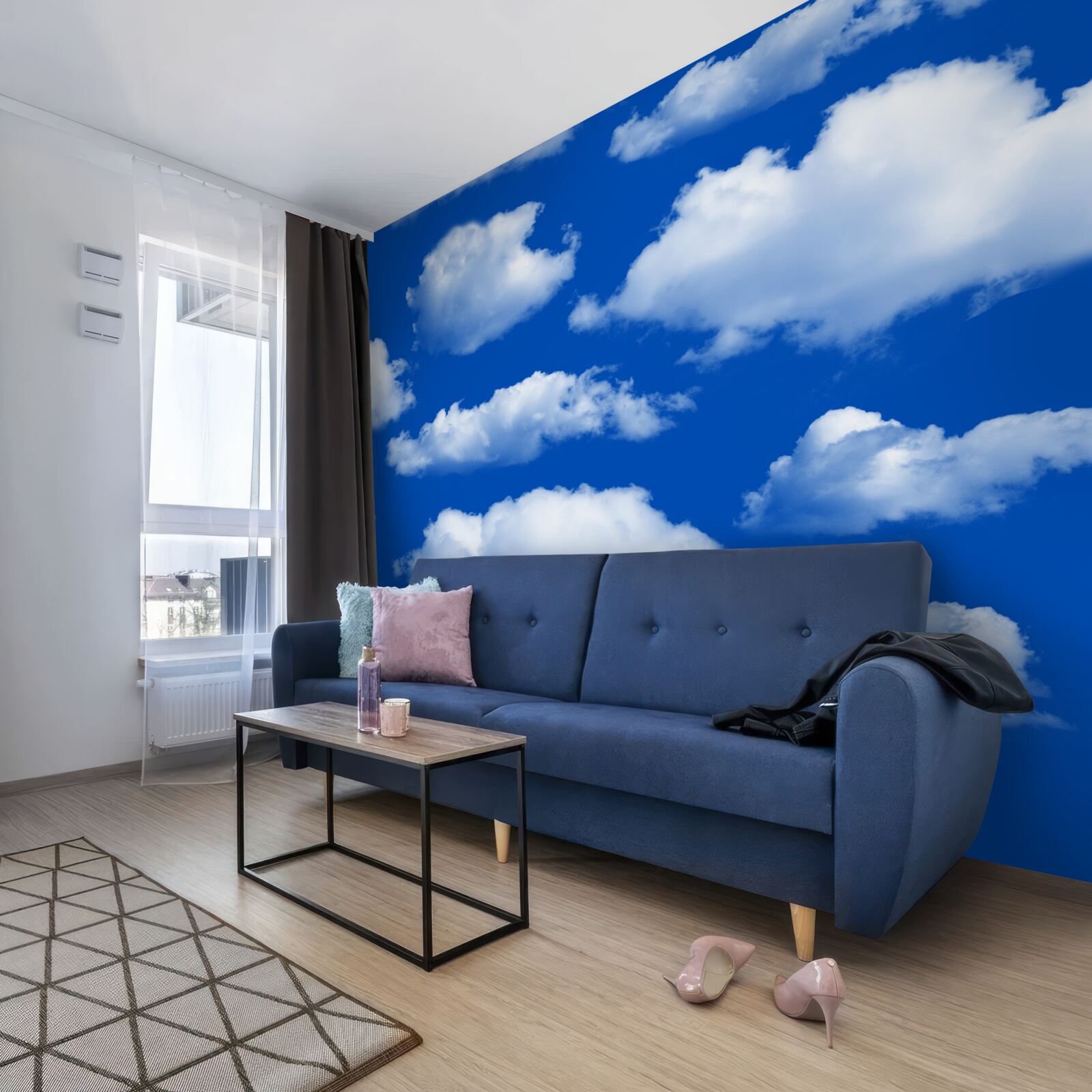 Fototapeten Viele schneebedeckte Formen -weiße Wolken am Himmel